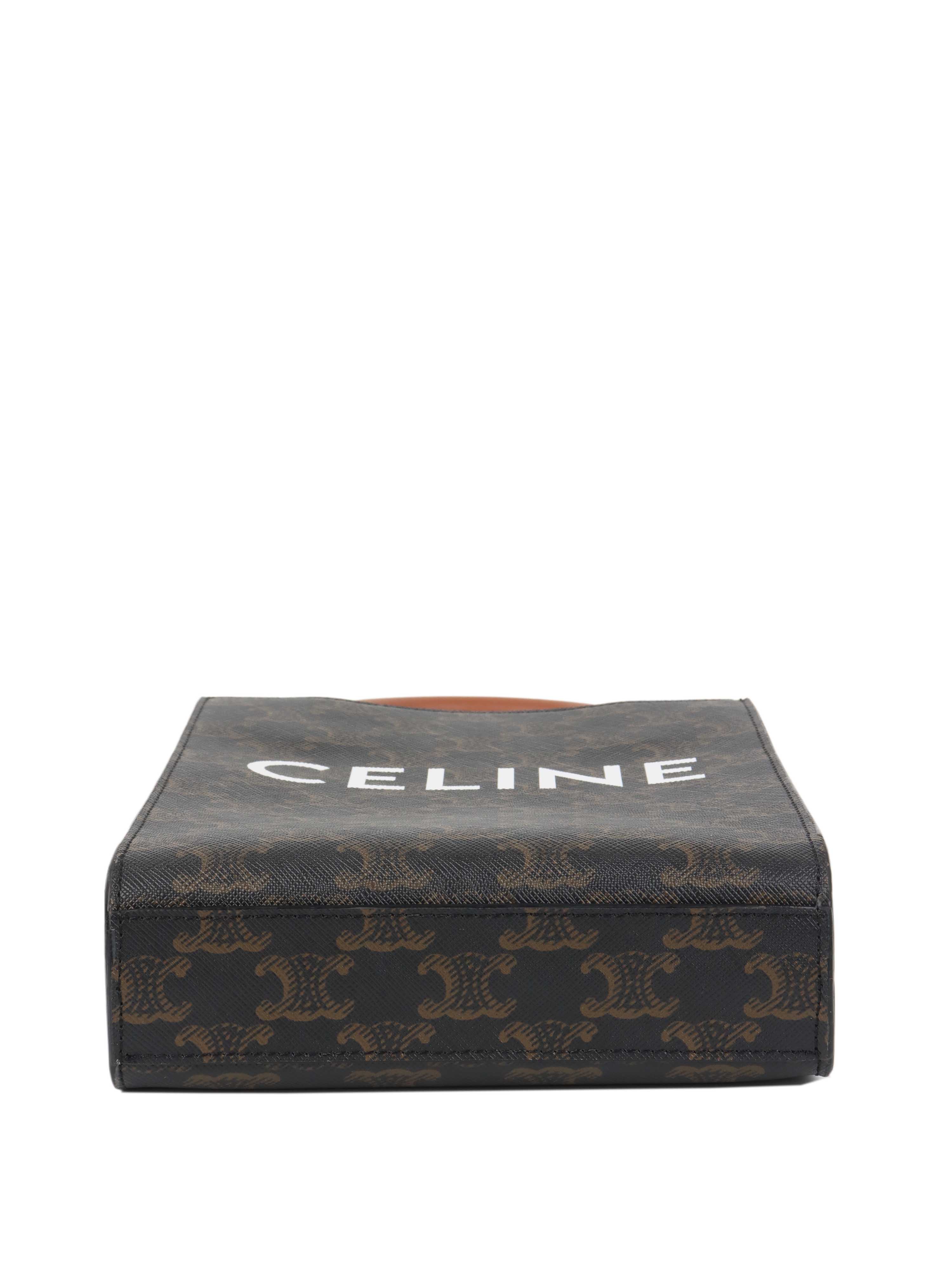 Celine Mini Vertical Cabas in Triomphe Canvas with Celine Print.
