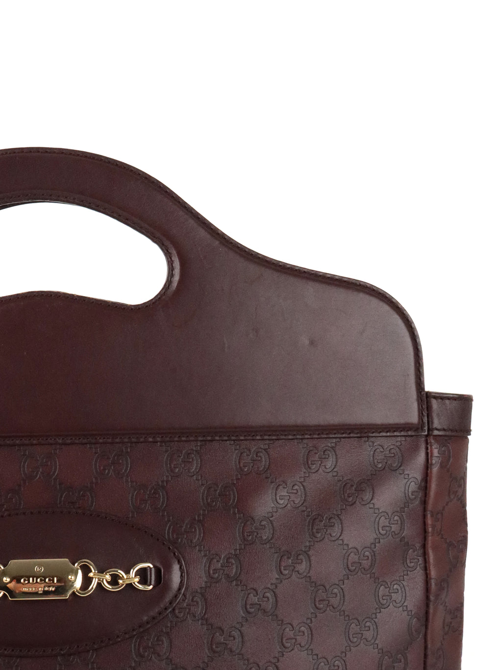 Gucci Vintage Medium Burgundy Guccissima Punch Top Handle Tote