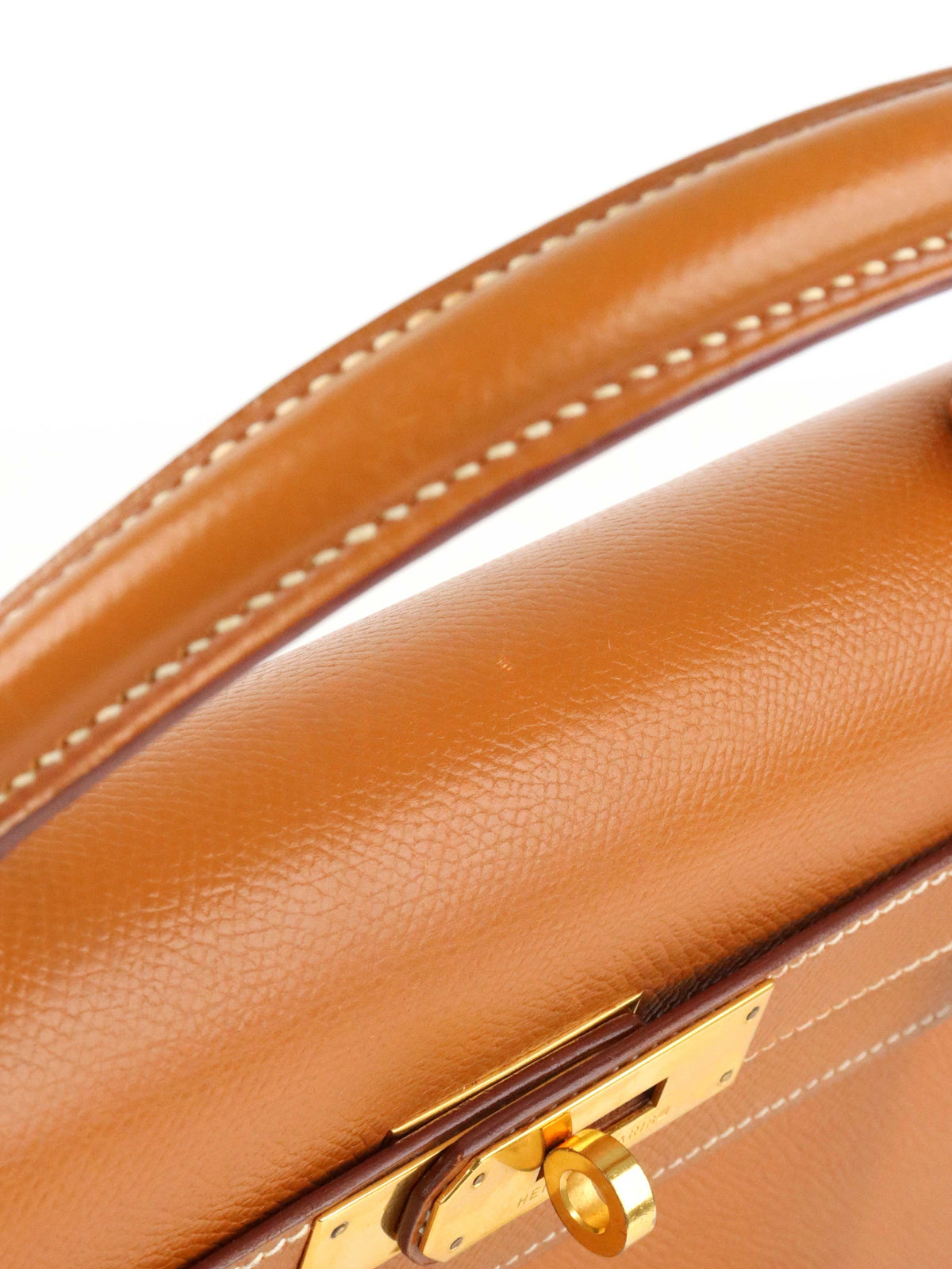 Hermes Vintage Kelly 32  Gold Courchevel GHW Circle W