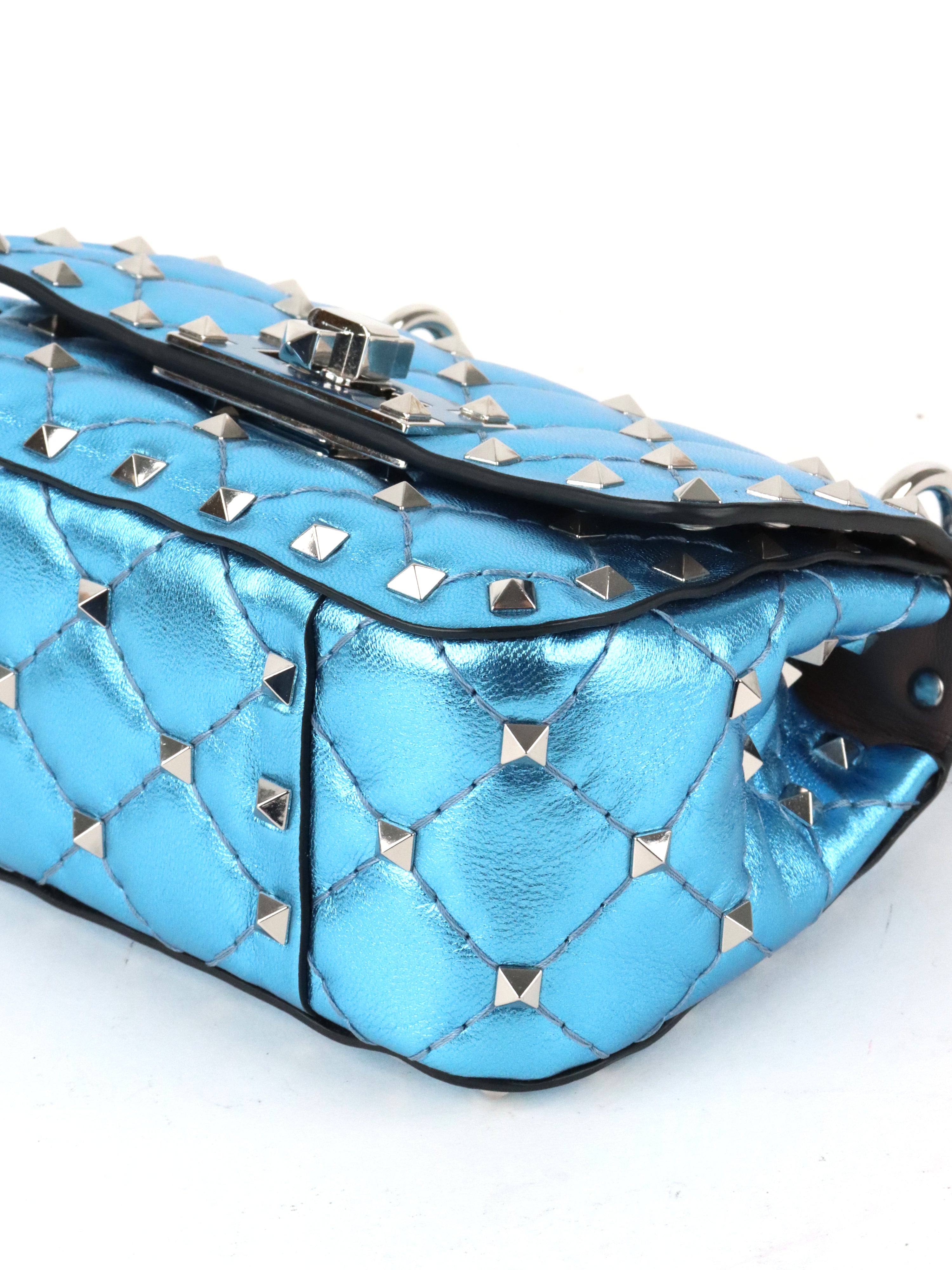 Valentino Blue Electric Cerulean Rockstud Spike Micro Bag