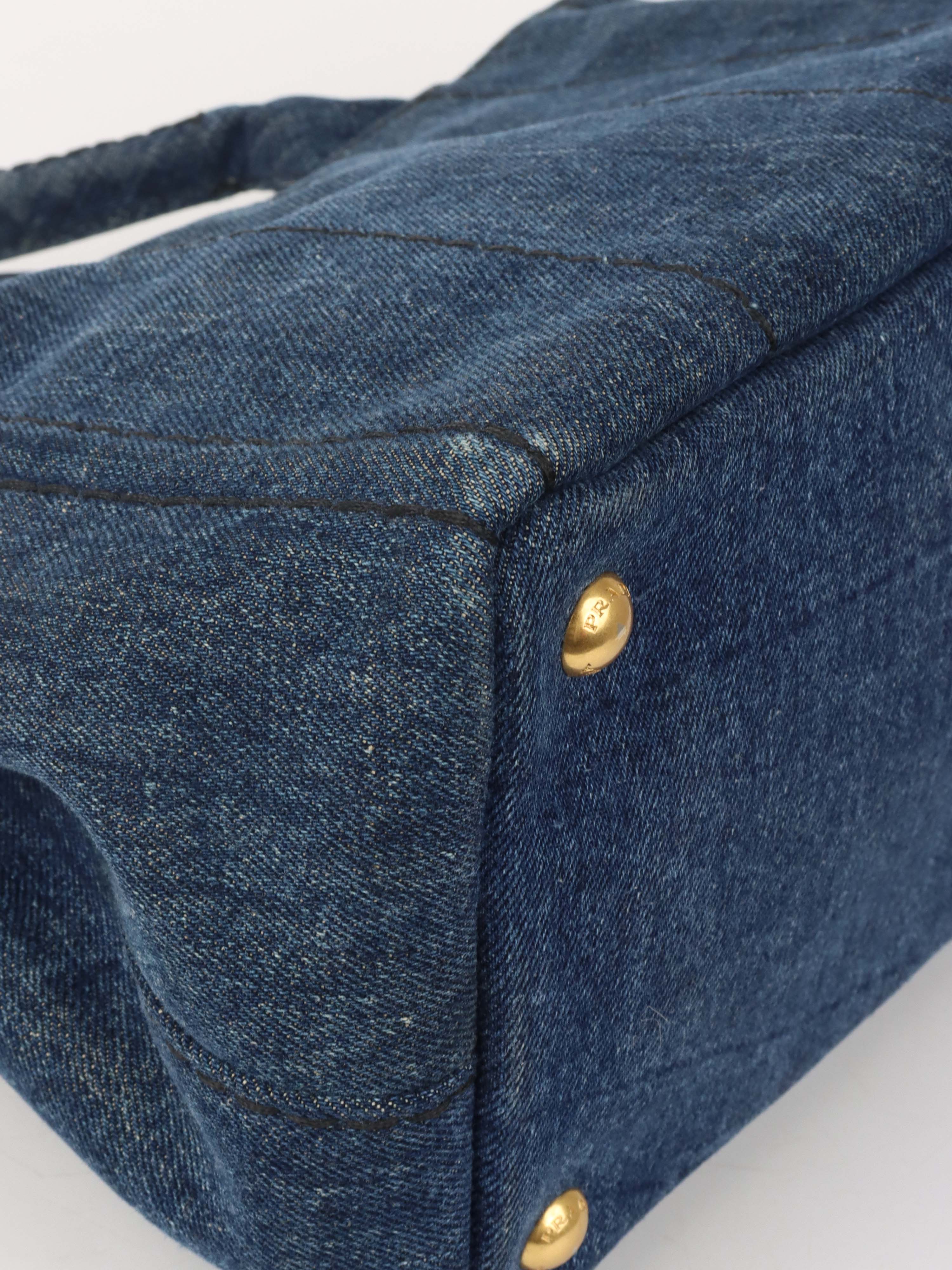 Prada Small Canapa Denim Tote.