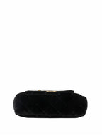 Chanel Black Small Quilted Velvet Wavy CC Hobo Bag.