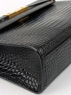 Saint Laurent Medium Manhattan Shiny Crocodile Shoulder Bag.