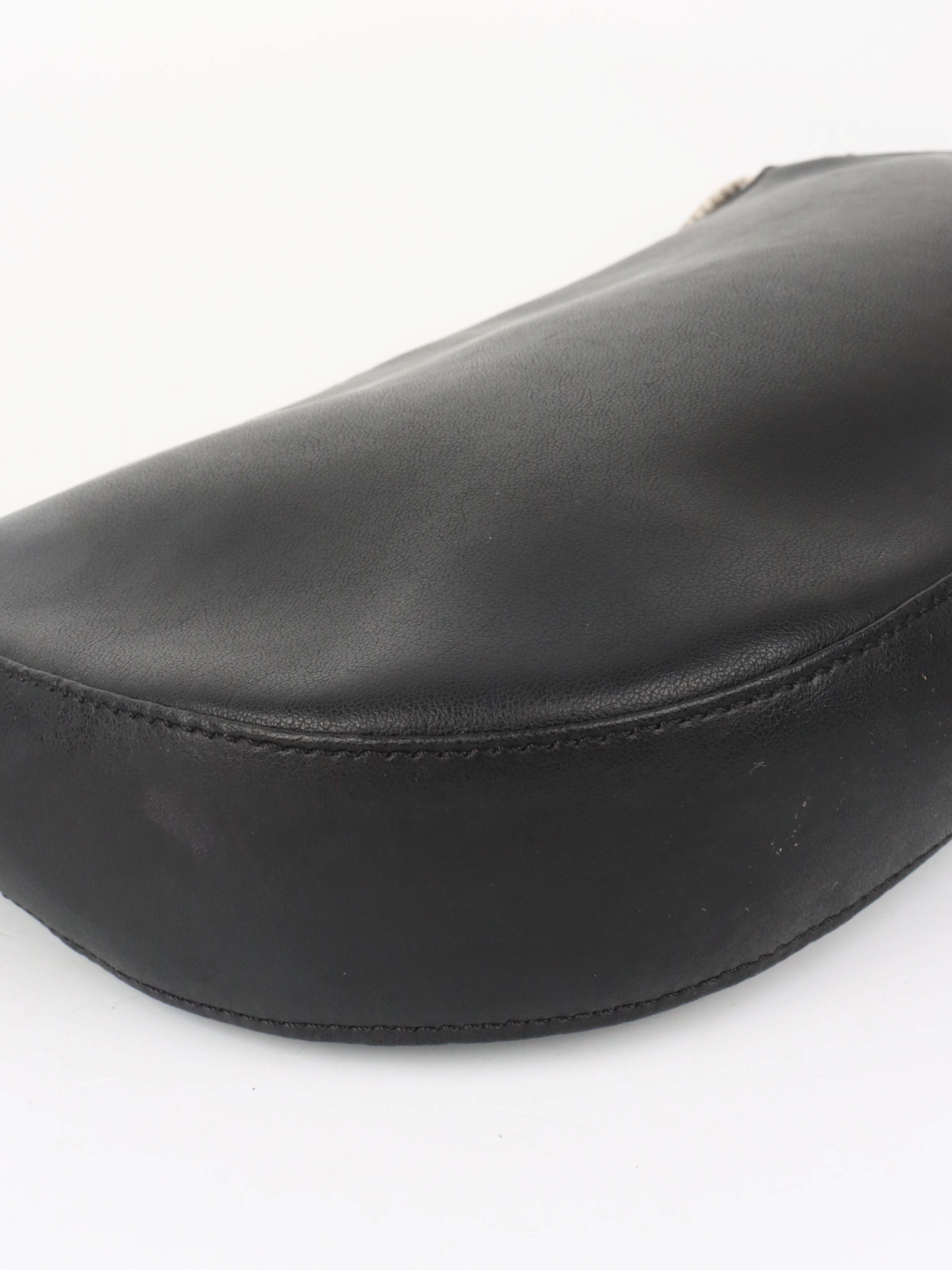 Versace Black Leather Shoulder Bag with Silver Chain