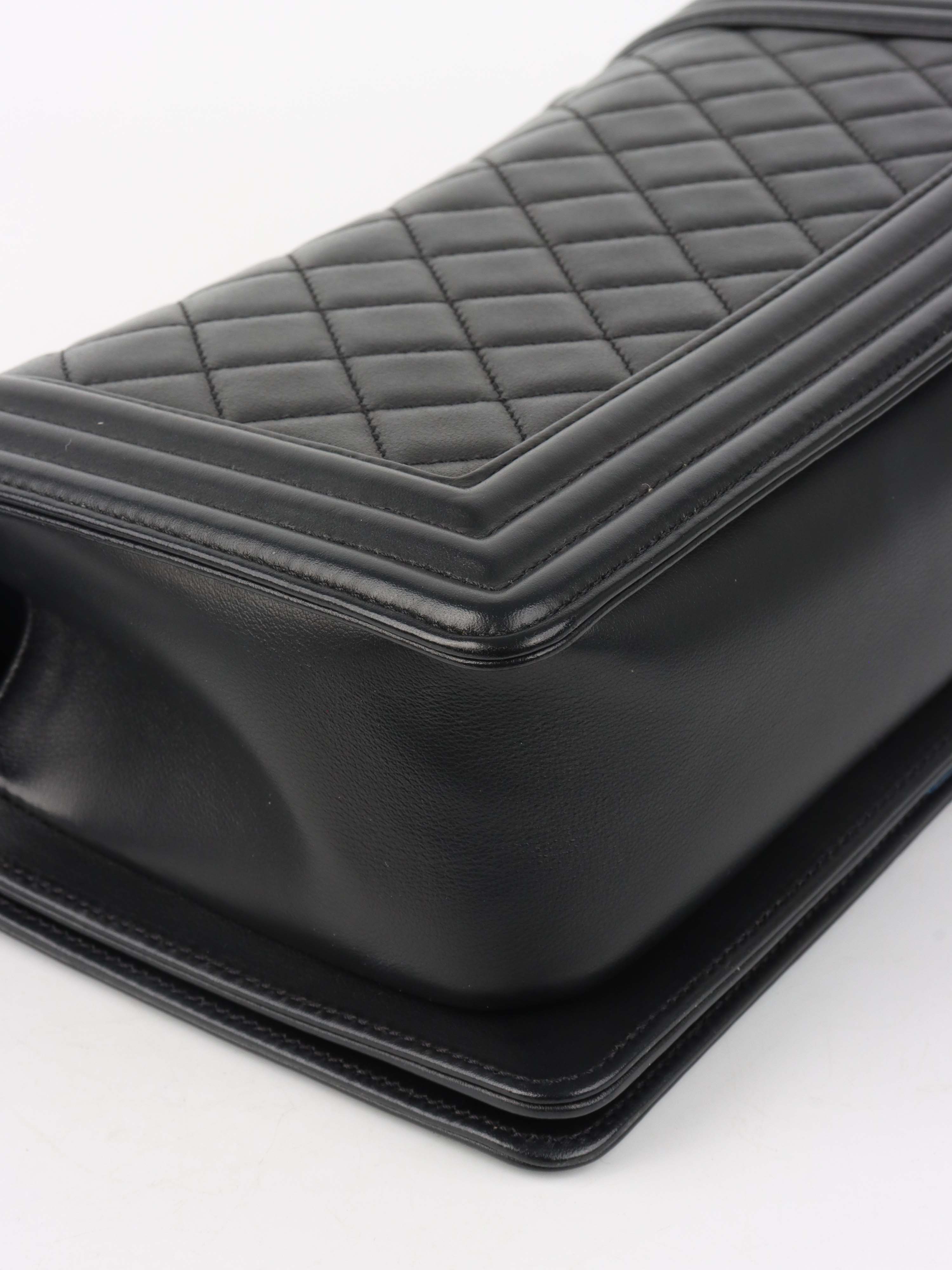 Chanel So Black Medium Lambskin Boy Bag.