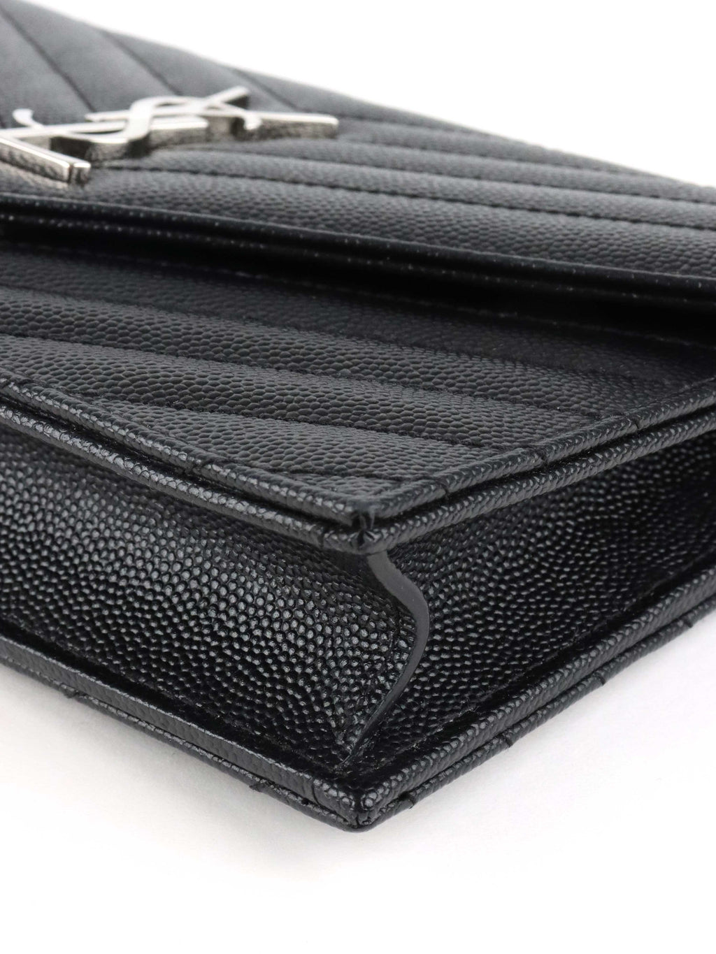Saint Laurent Black Cassandre Envelope Chain Wallet