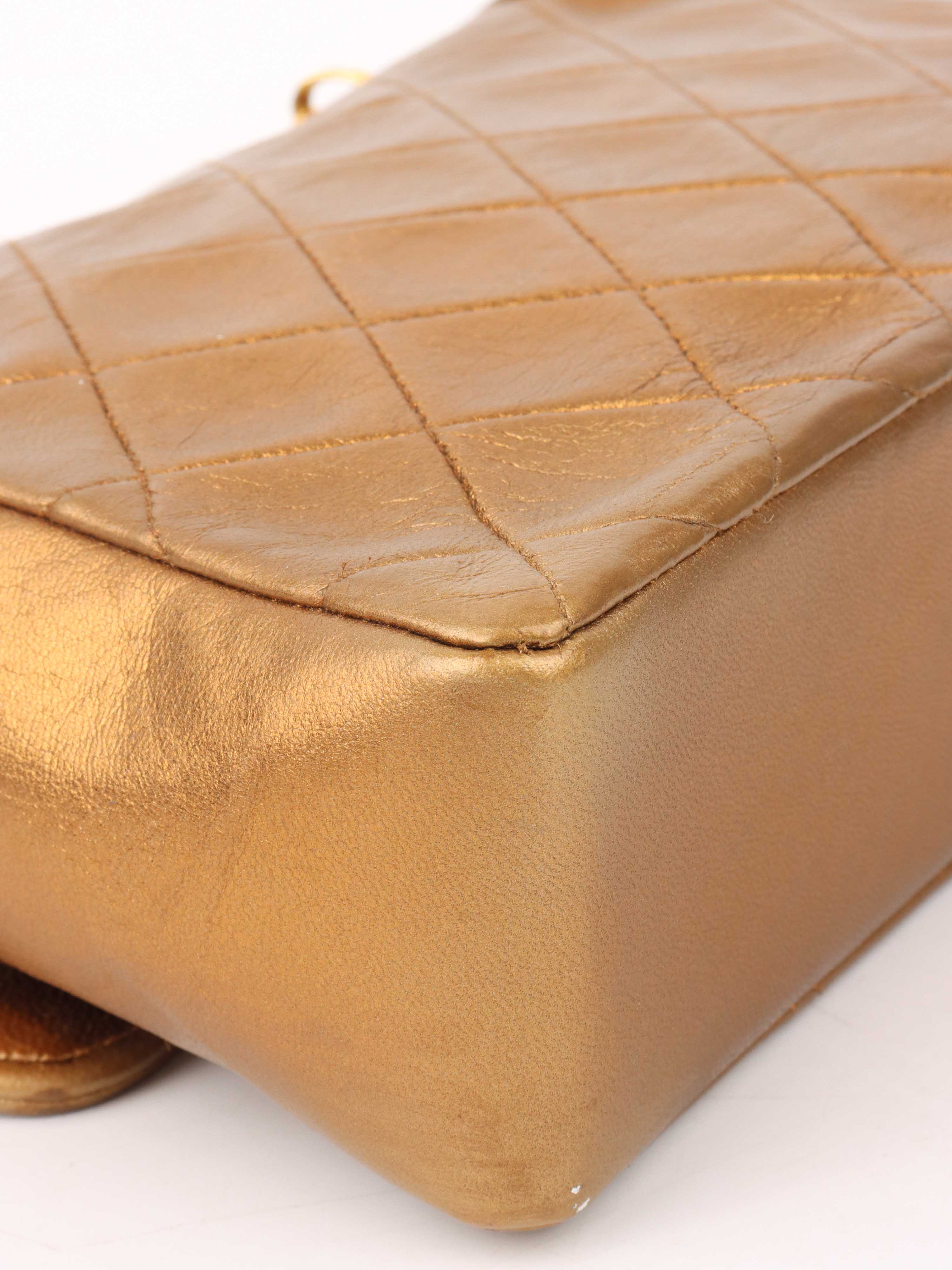 Chanel Gold Matellic Vintage Chain Bag.