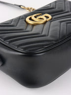 Gucci Black Small GG Marmont Camera Bag.