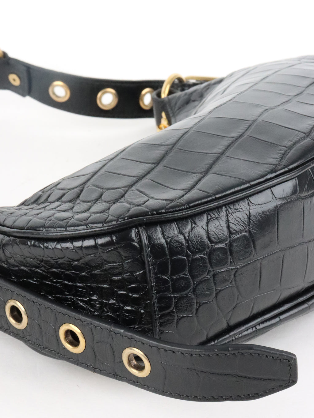 Balenciaga Black Crocodile Embossed Le Cagole XS Shoulder Bag