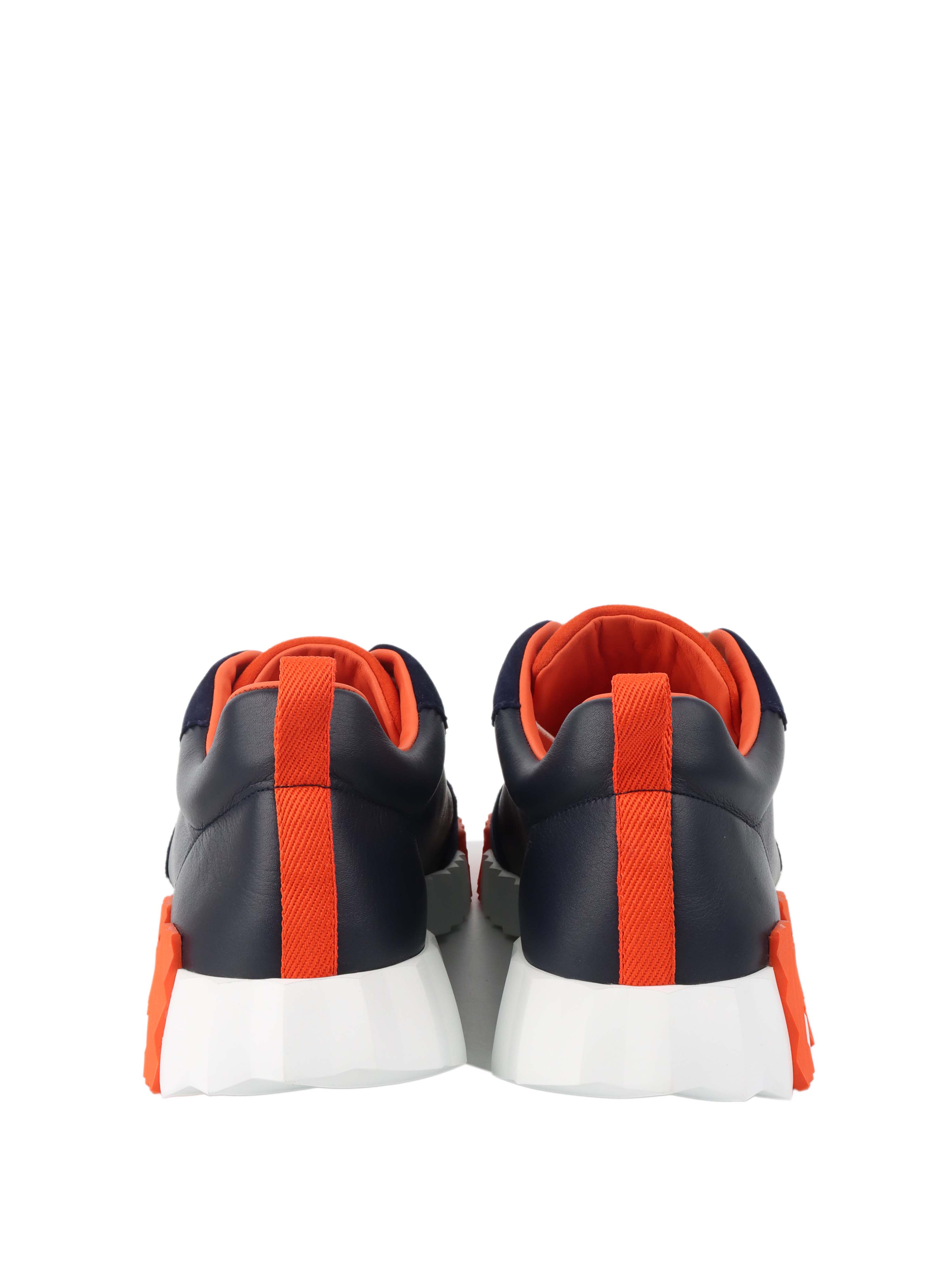 Hermes Navy/Orange Bouncing Sneakers size 42.