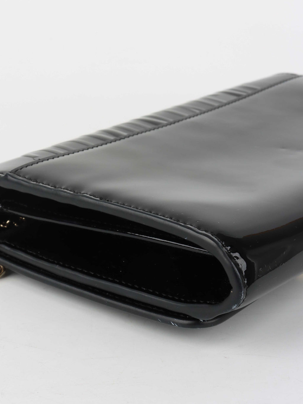 Dior Black Patent Leather 30 Montaigne Chain Clutch.