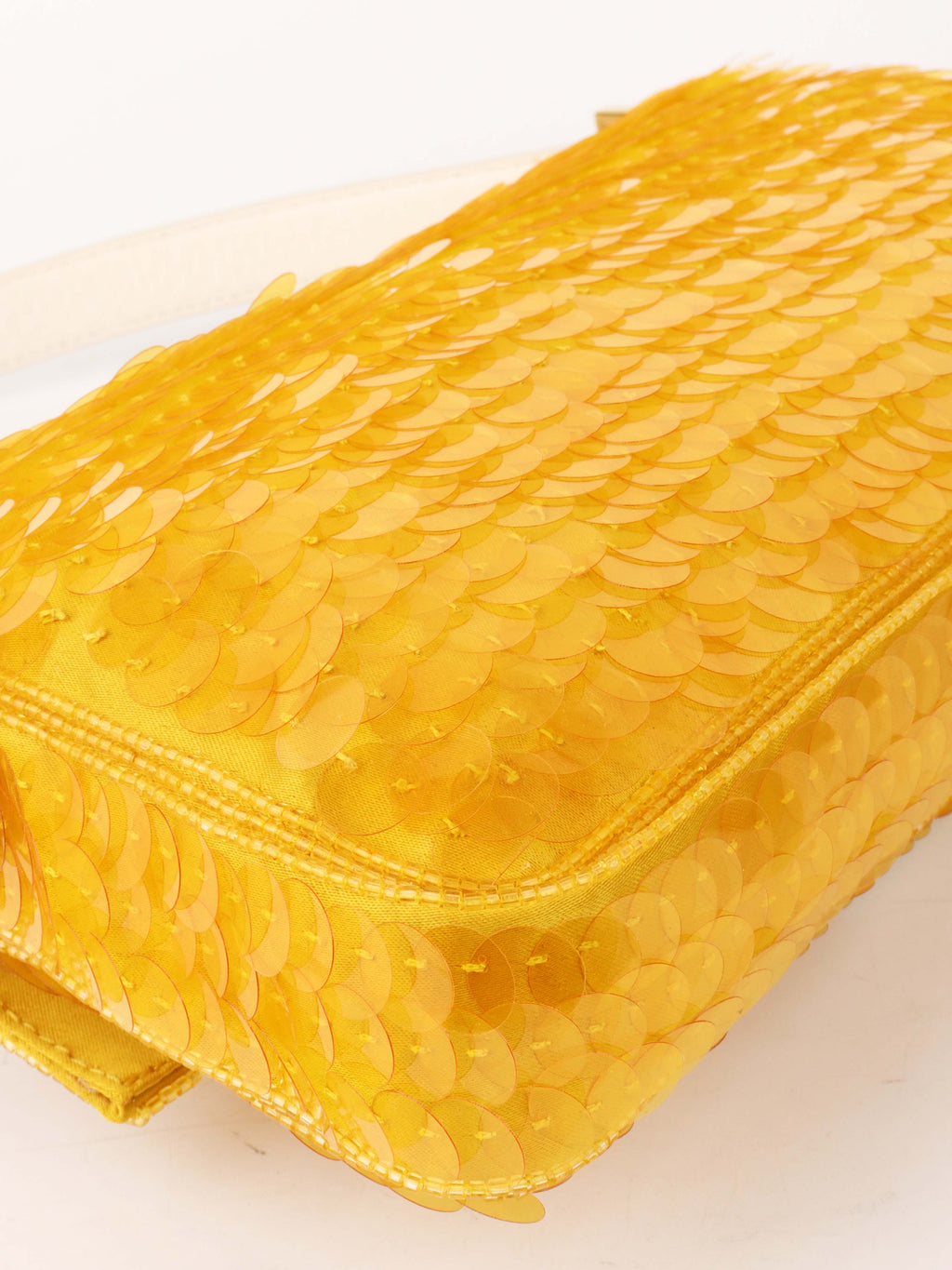 Fendi Yellow Sequin Baguette Shoulder Bag.