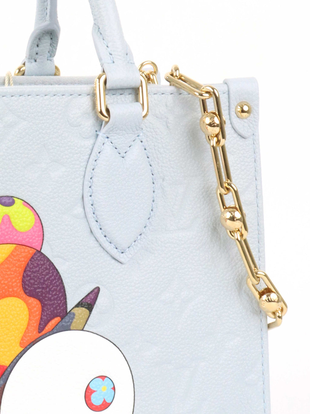 Louis Vuitton x Takashi Murakami OnTheGo PM Washed Blue Monogram Empreinte Leather.