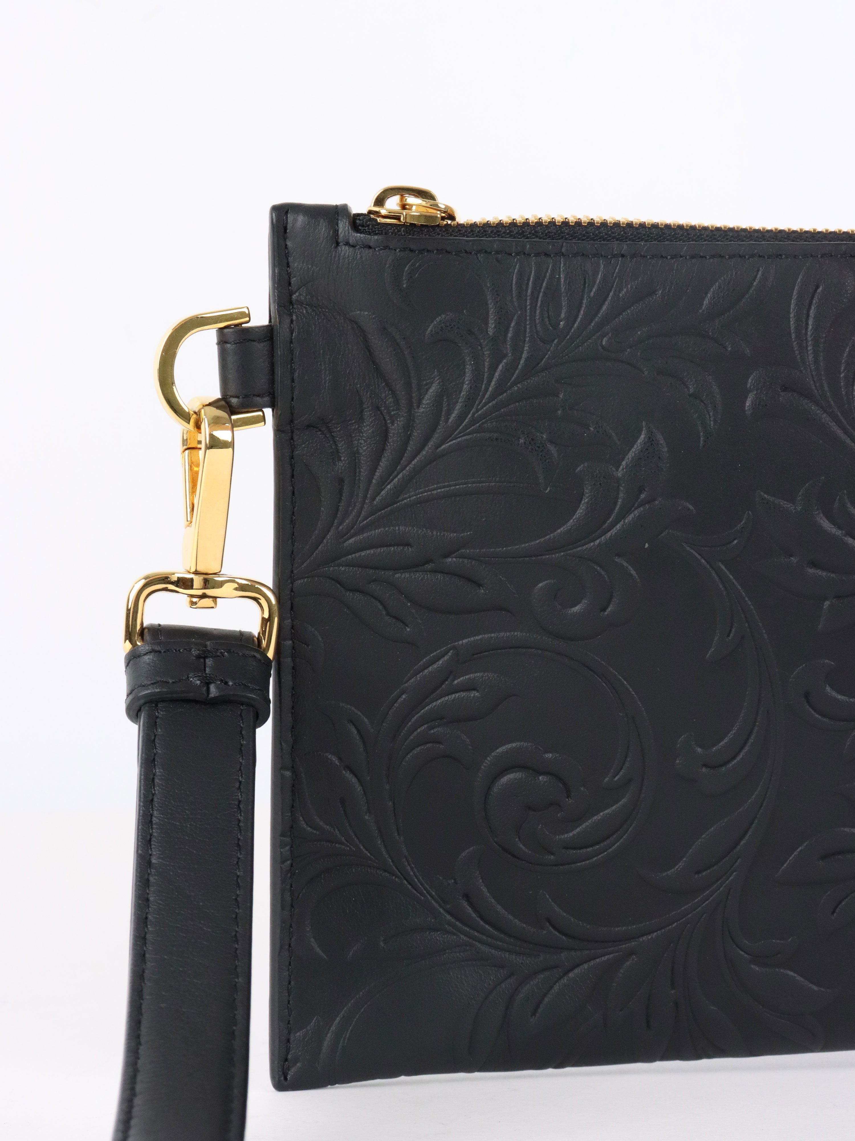 Versace Black Medusa Floral Clutch