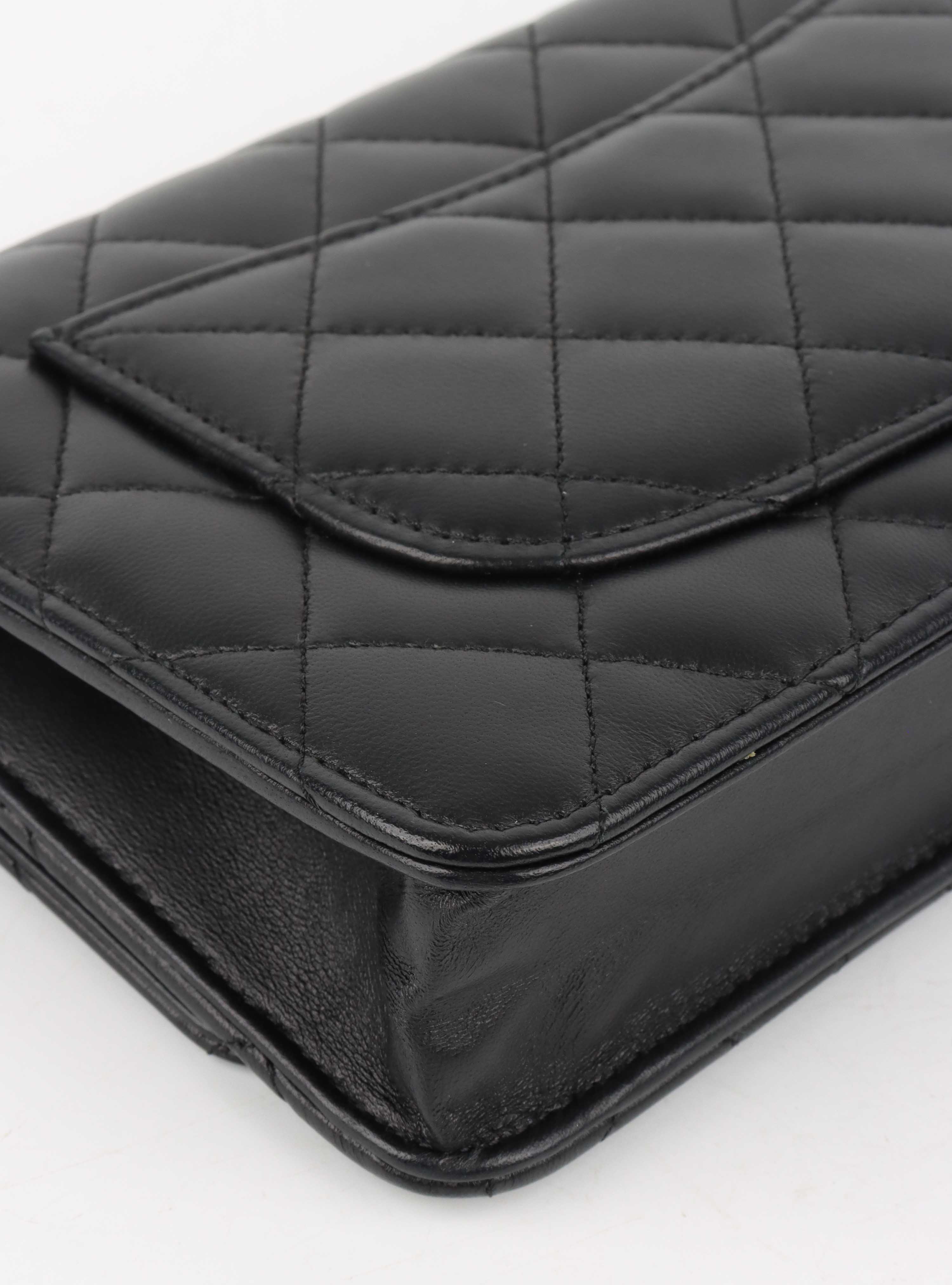 Chanel Black Lambskin Wallet on Chain SHW.