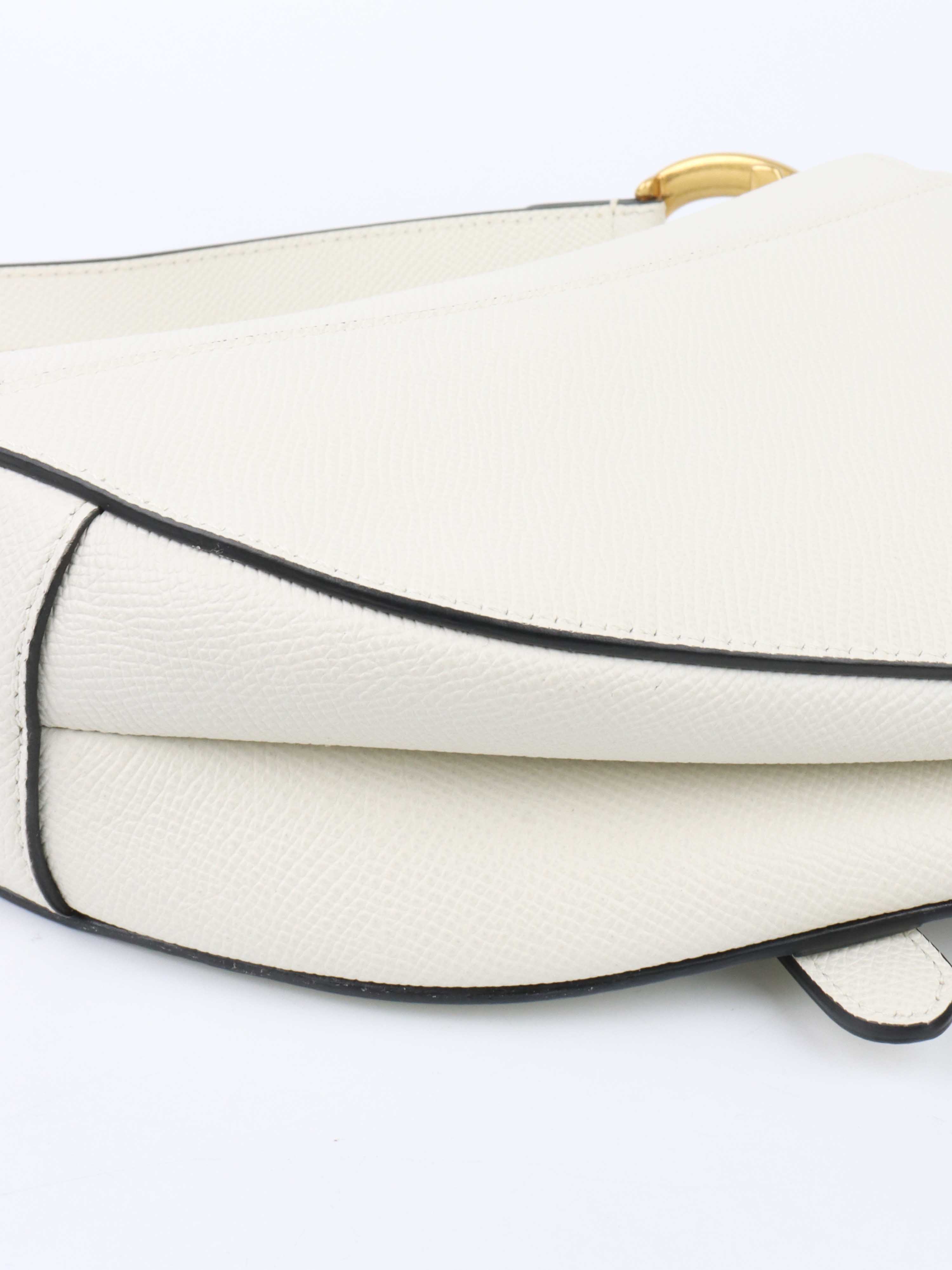 Dior White Saddle Bag with Strap.