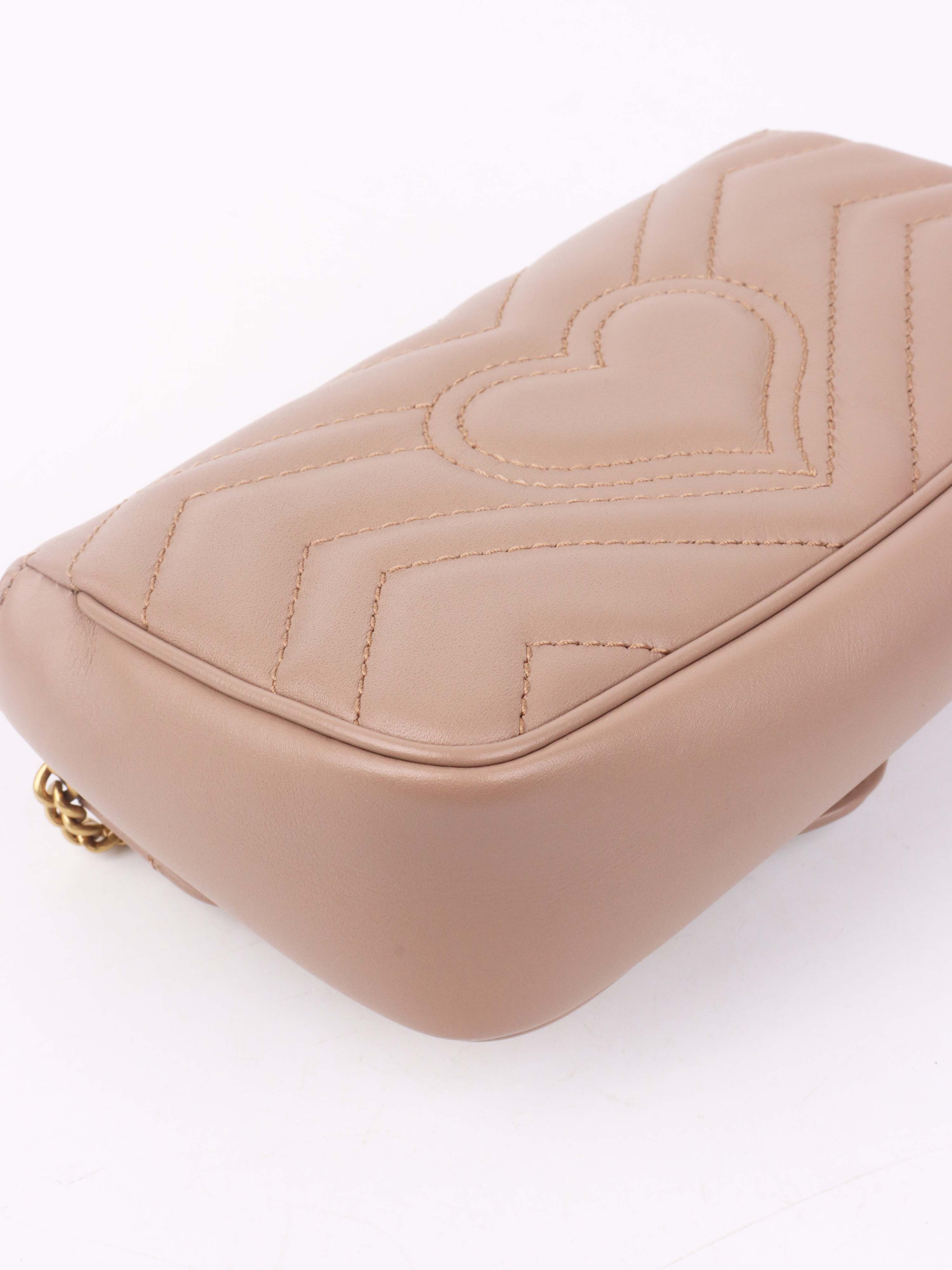 Gucci Dusty Pink Super Mini Marmont Matelasse.
