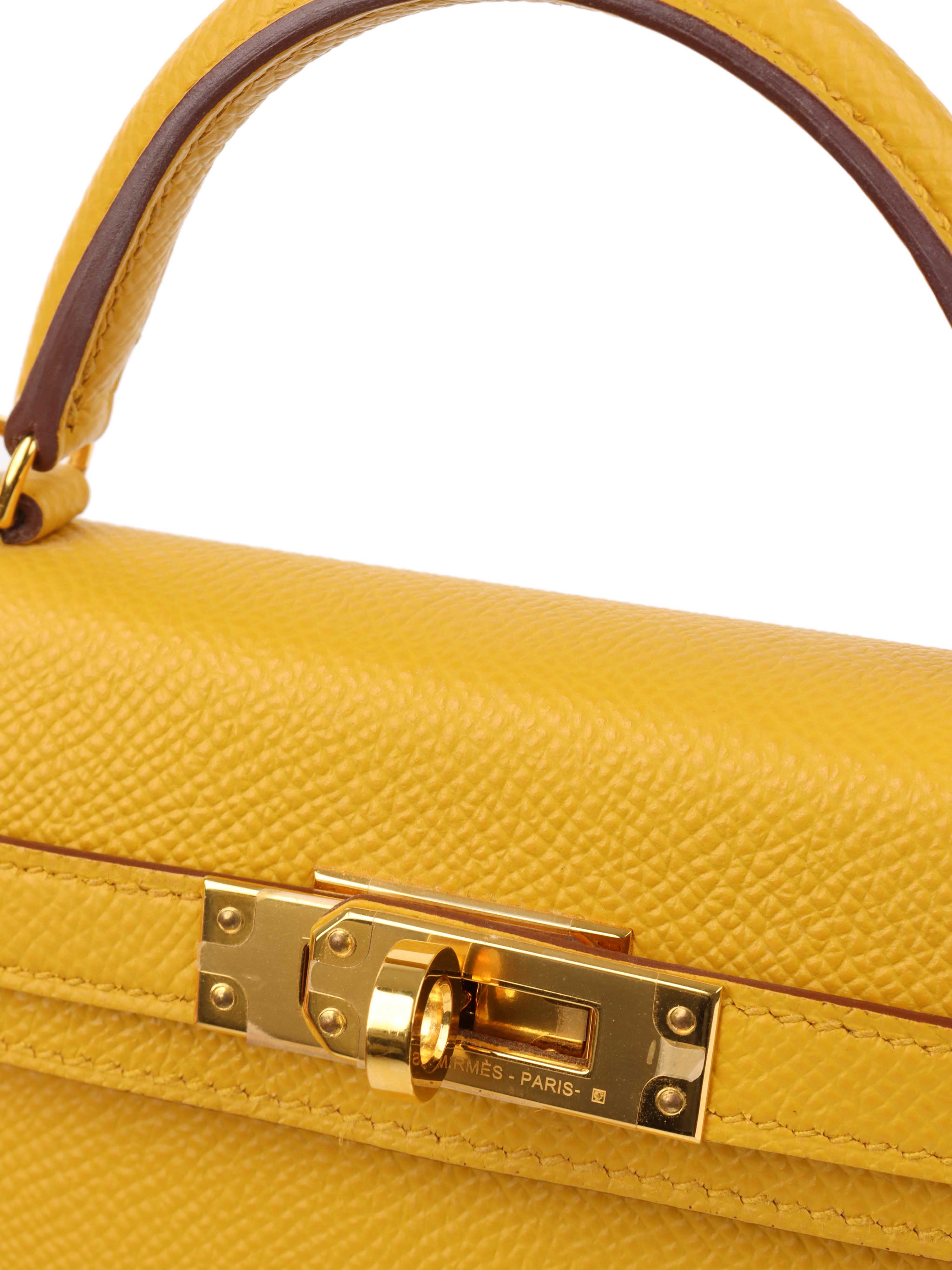 Hermes 9D Jaune Amber Mini Kelly II Epsom GHW