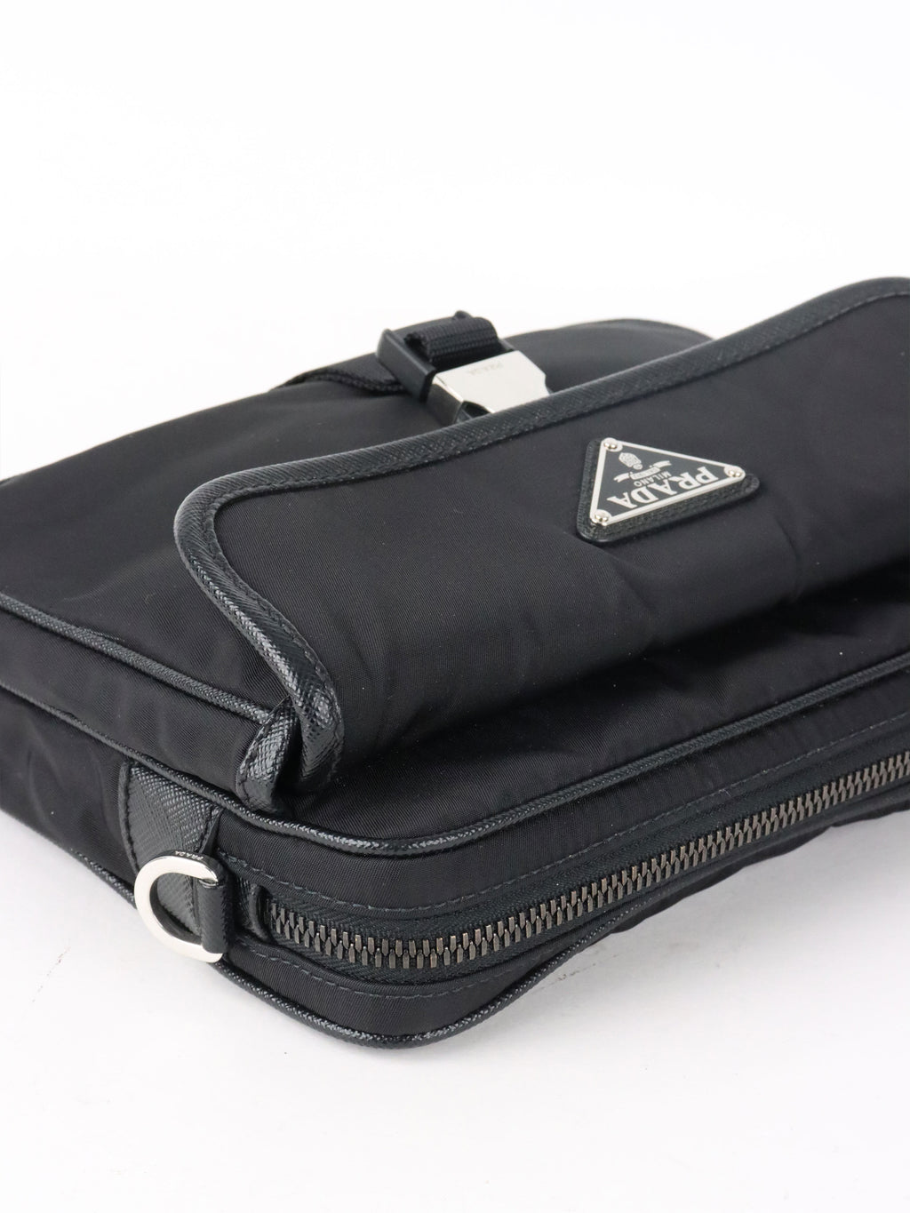 Prada Black Re-Nylon and Saffiano Leather Shoulder bag