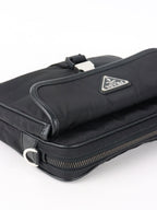 Prada Black Re-Nylon and Saffiano Leather Shoulder bag