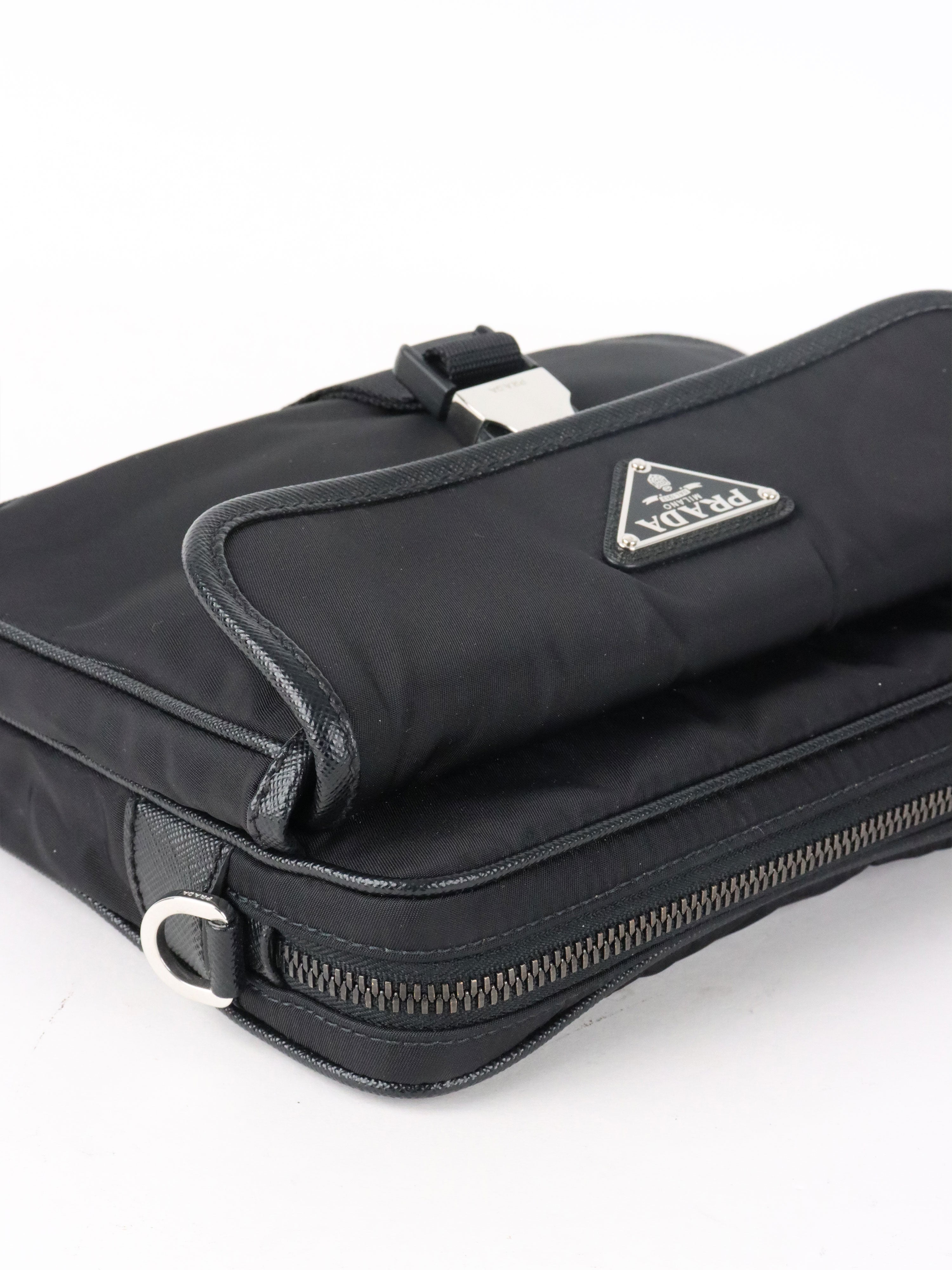 Prada Black Re-Nylon and Saffiano Leather Shoulder bag