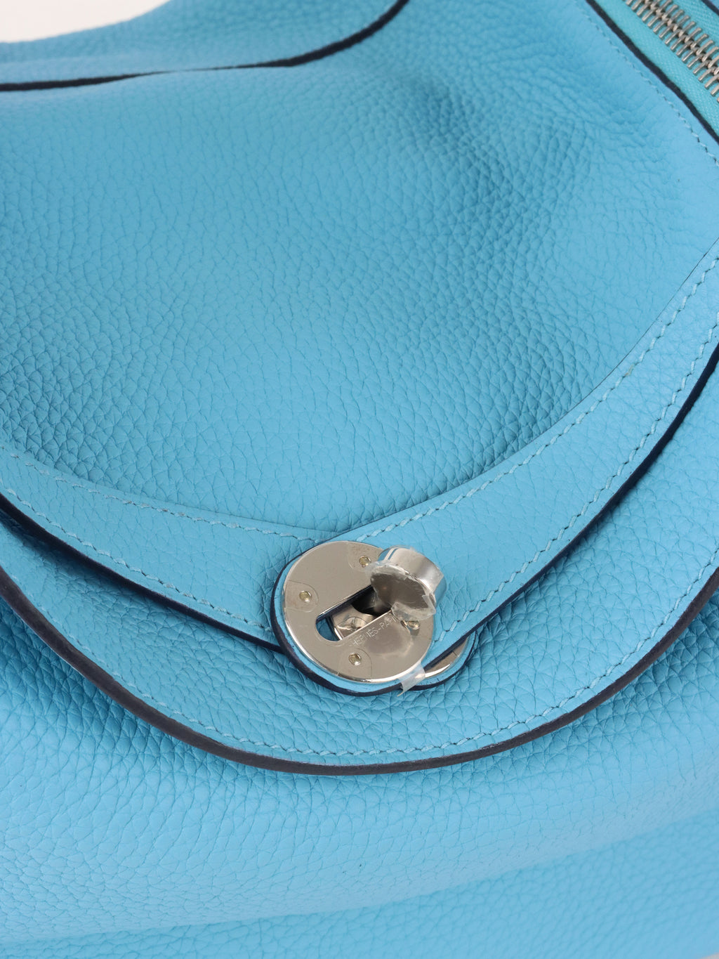 Hermes Lindy 30 P3 Bleu du Nord Clemence Leather Stamp D