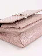 Saint Laurent Mini Pink Sunset Crocodile Embossed Leather Bag