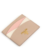 Prada Saffiano Leather Beige/ Pink Card Holder