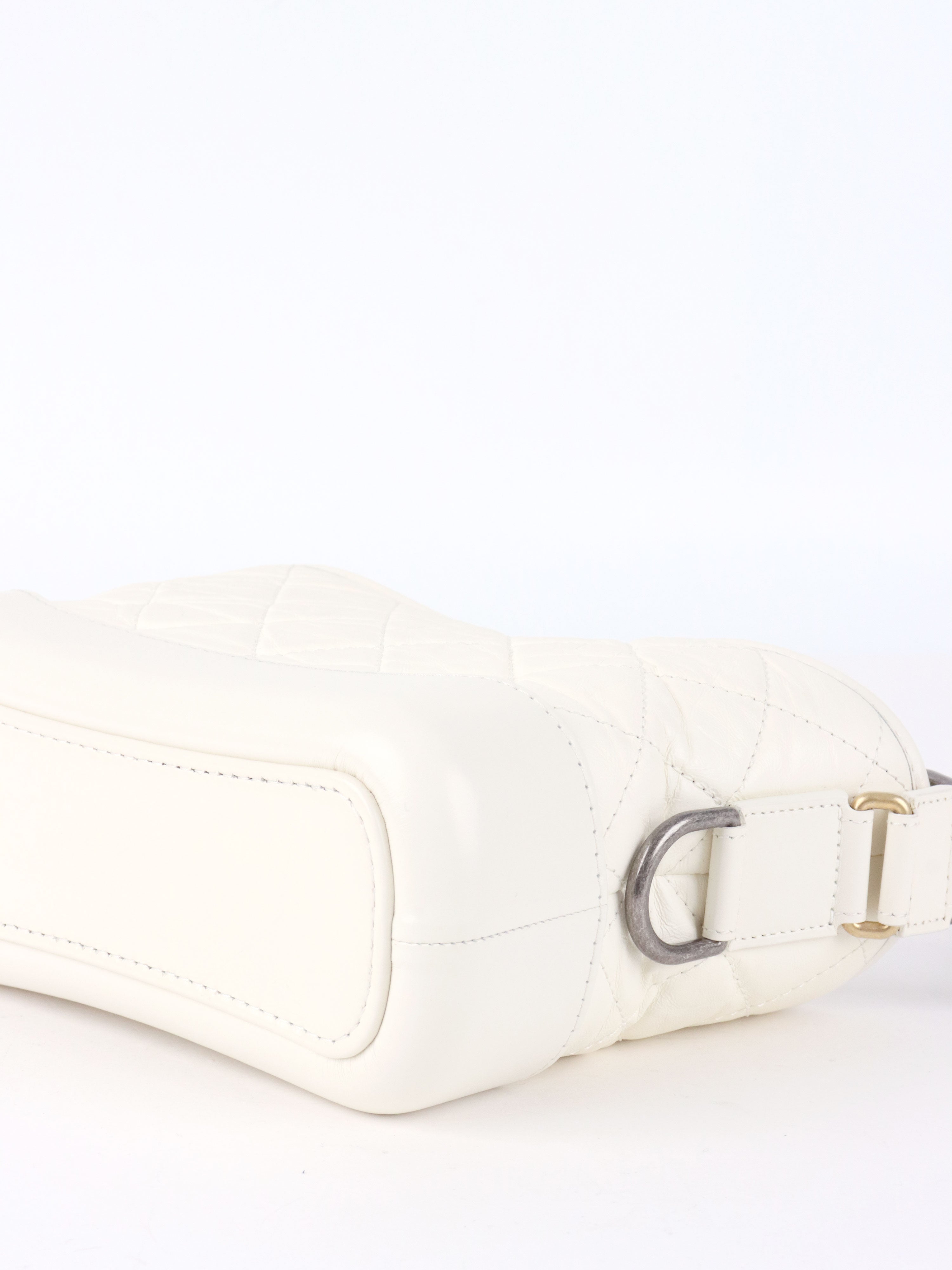 Chanel Small All White Aged Calfskin Gabrielle Bag