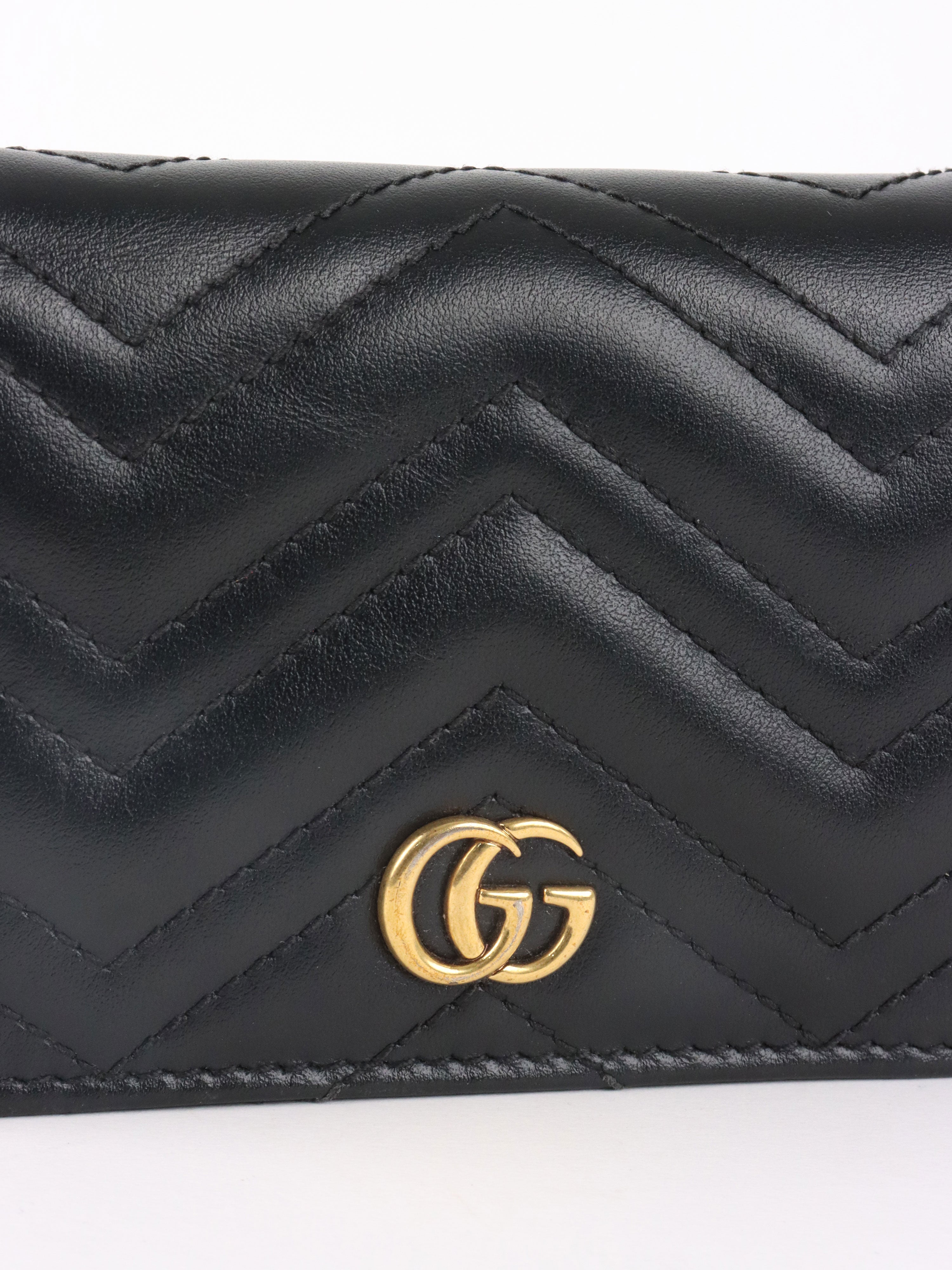 Gucci Black GG Marmont Card Case Wallet