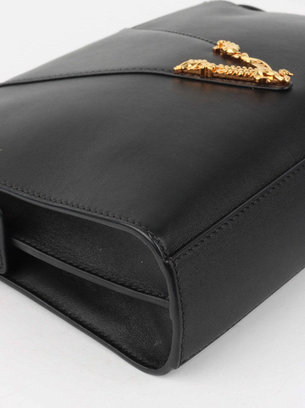 Versace Black Virtus Chain Shoulder Bag.