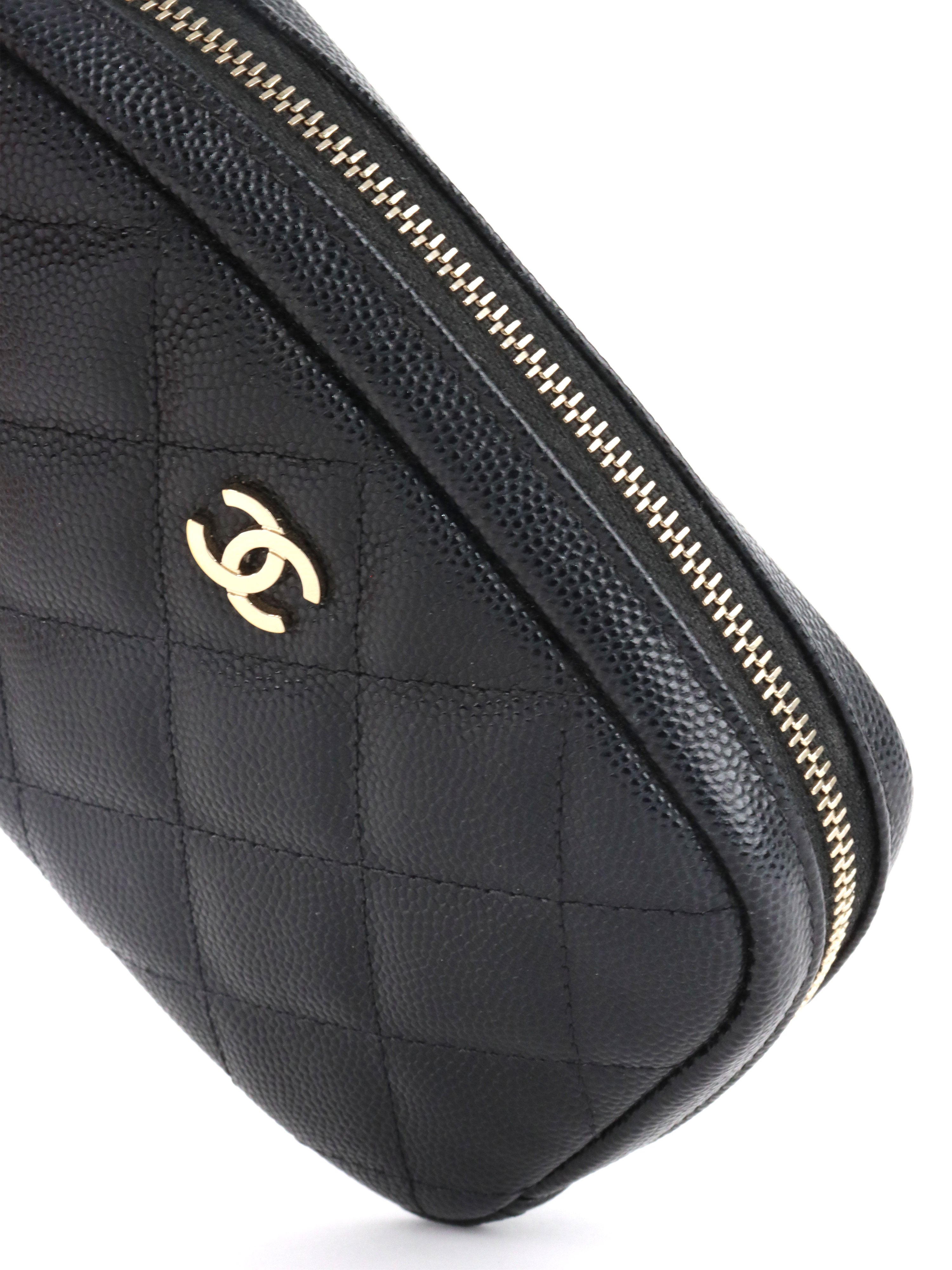 Chanel Small Black Caviar Quilted Cosmetic Pouch