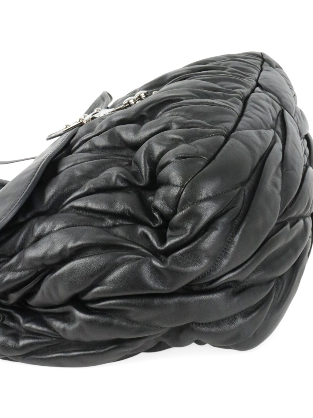 Miu Miu Black Matelasse Nappa Leather Shoulder Bag