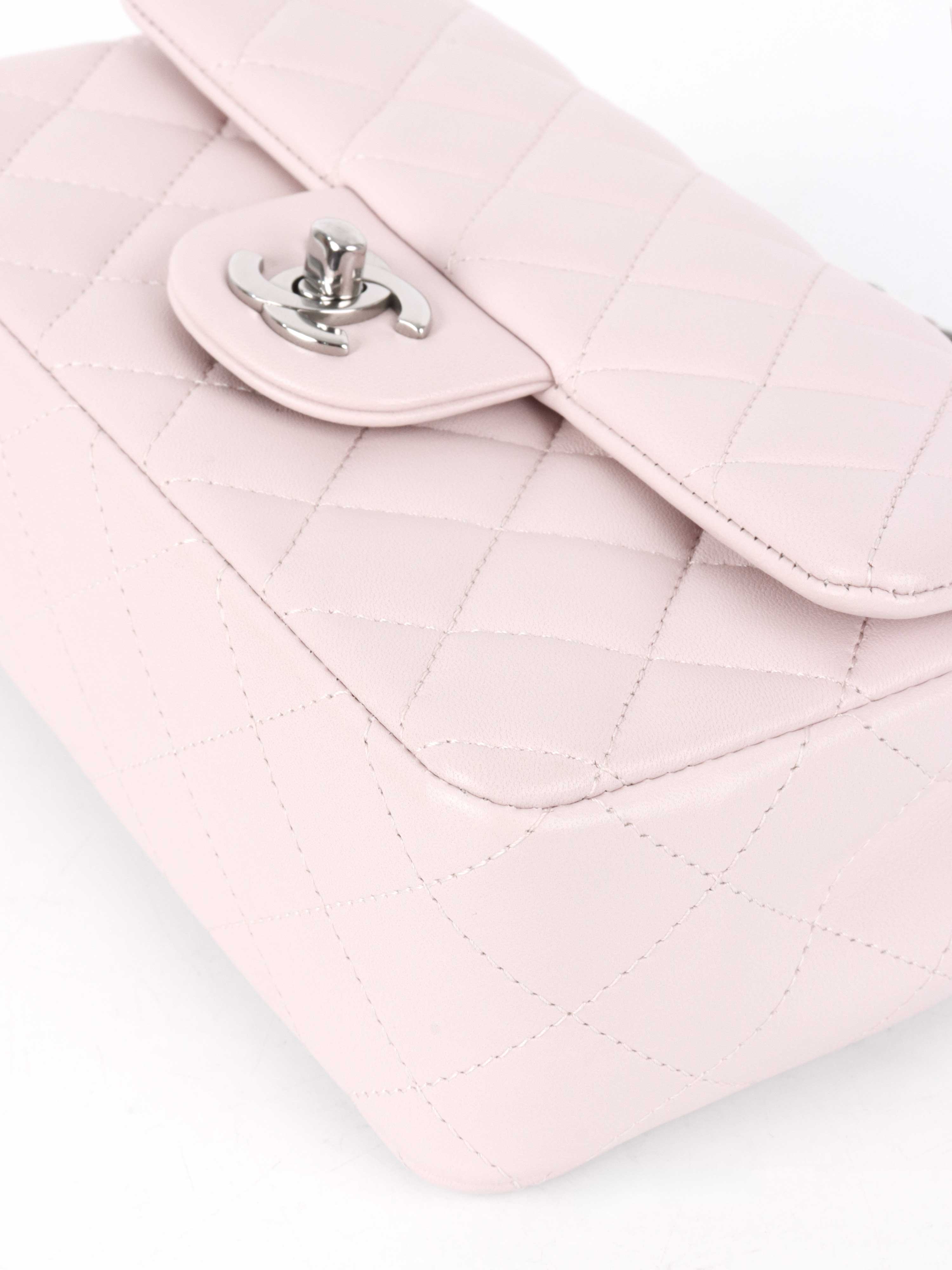 Chanel Light Pink Mini Rectangular Classic Flap SHW.