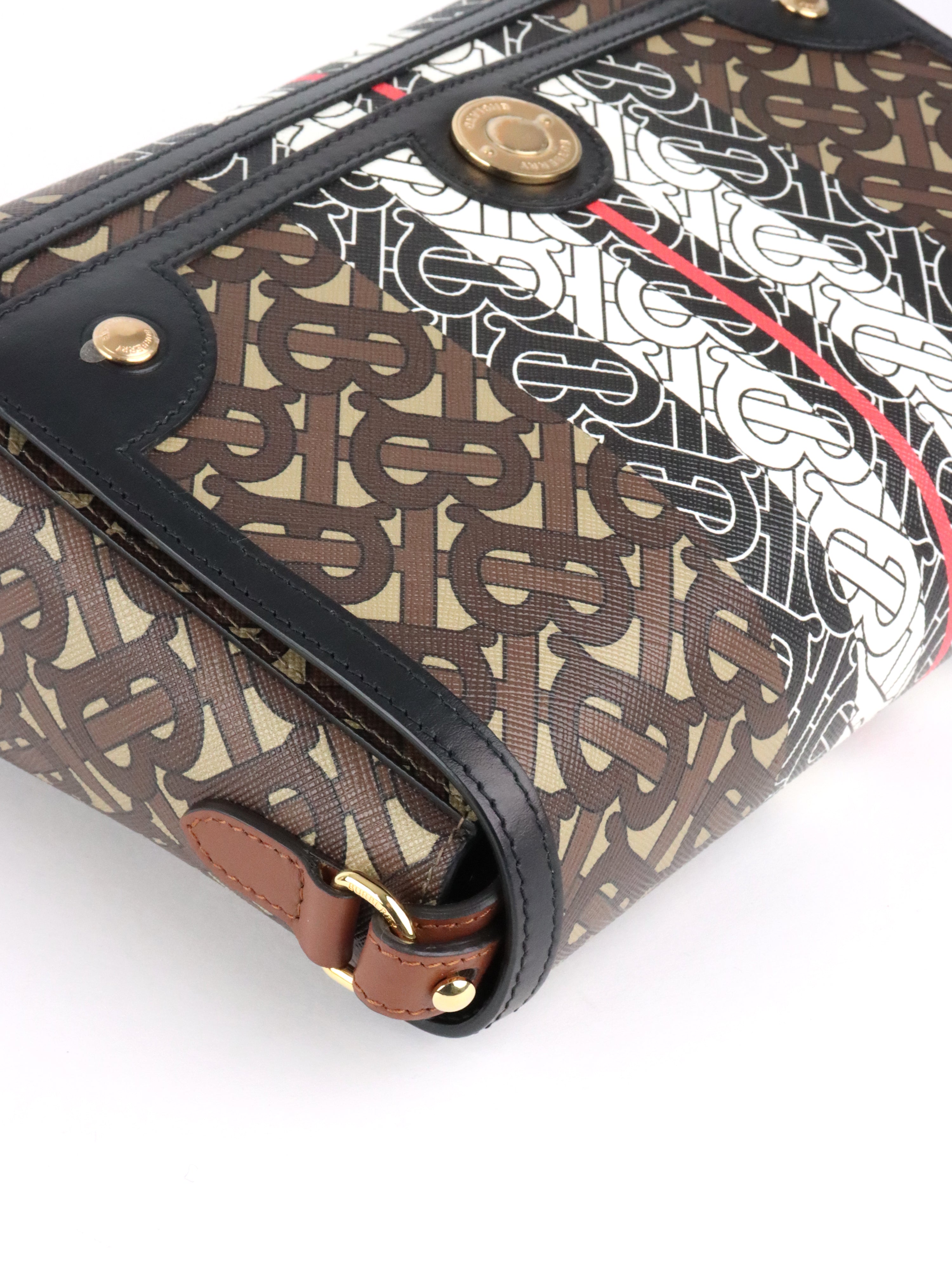 Burberry Monogram Stripe E-Canvas Note Crossbody Bag