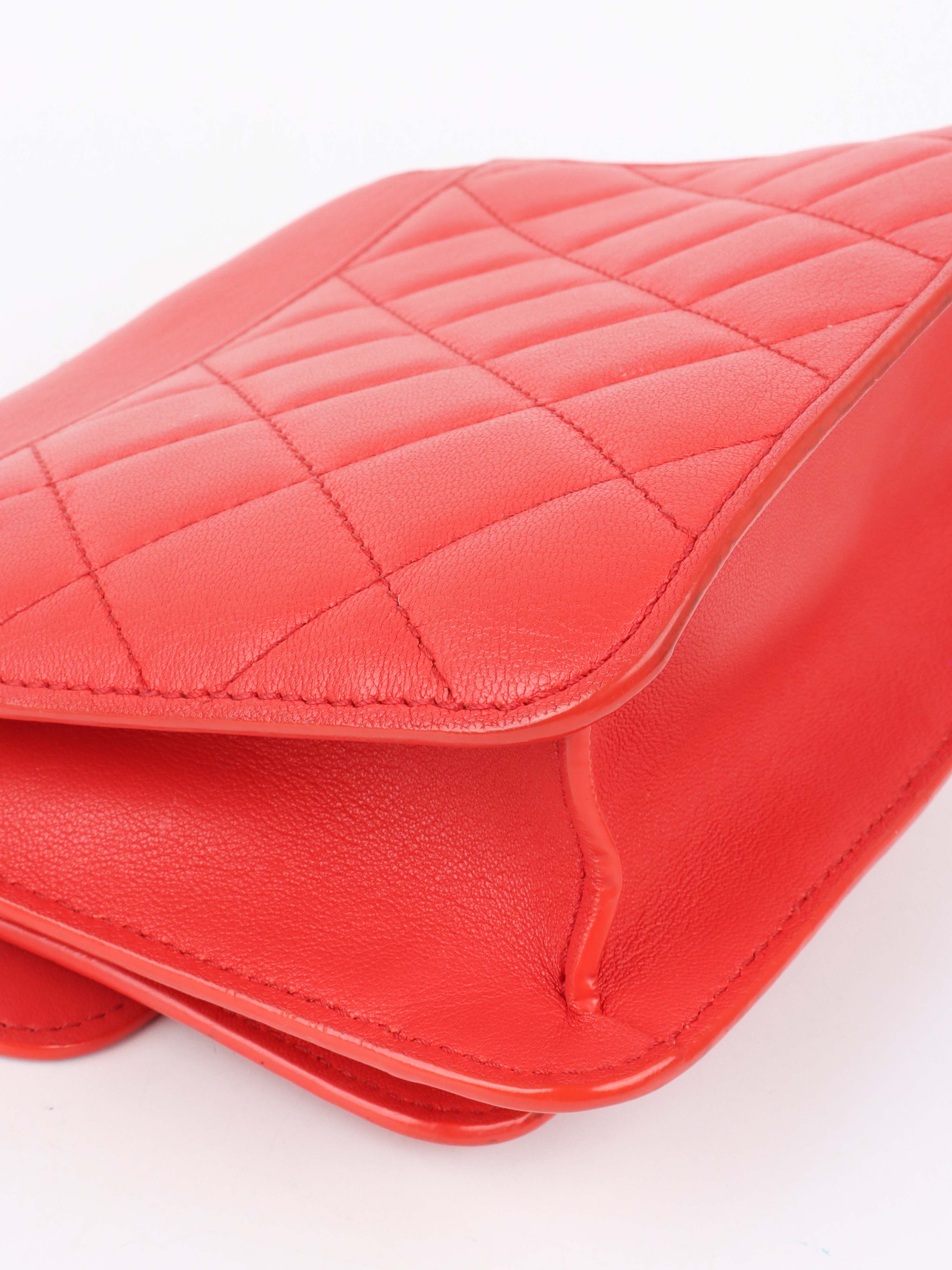 Chanel Red Quilted Two-tone CC Flap Bag