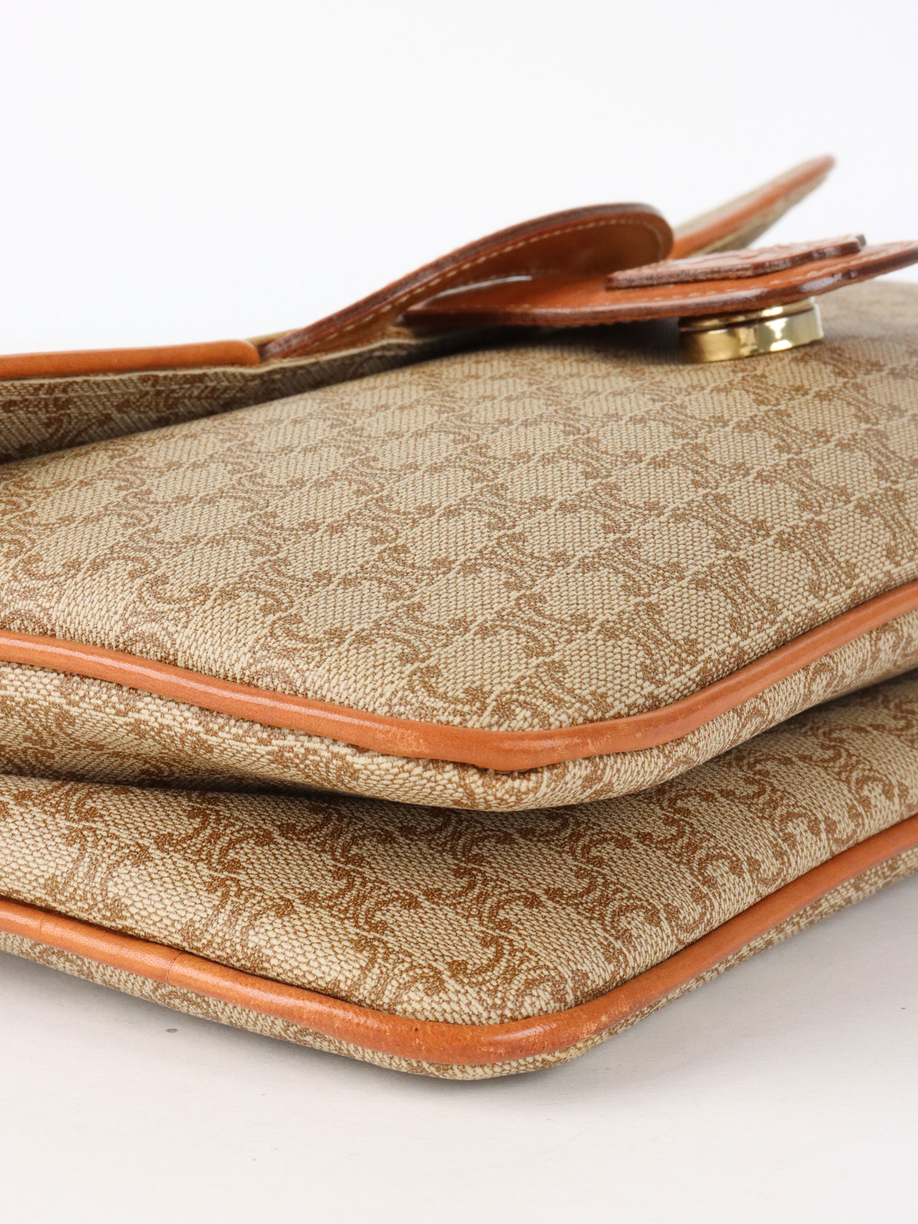 Celine Vintage Macadam Pattern Coated Canvas Clutch Bag