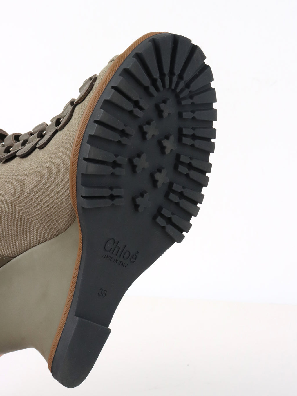Chloe Khaki Grey Lace Up Wedge Boots