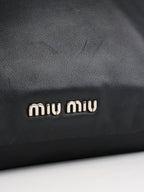Miu Miu Black Smooth Leather with Crystal Strap Bag