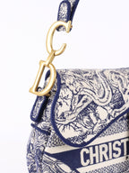 Dior Medium Blue Toile De Jouy Embroidered Saddle Bag