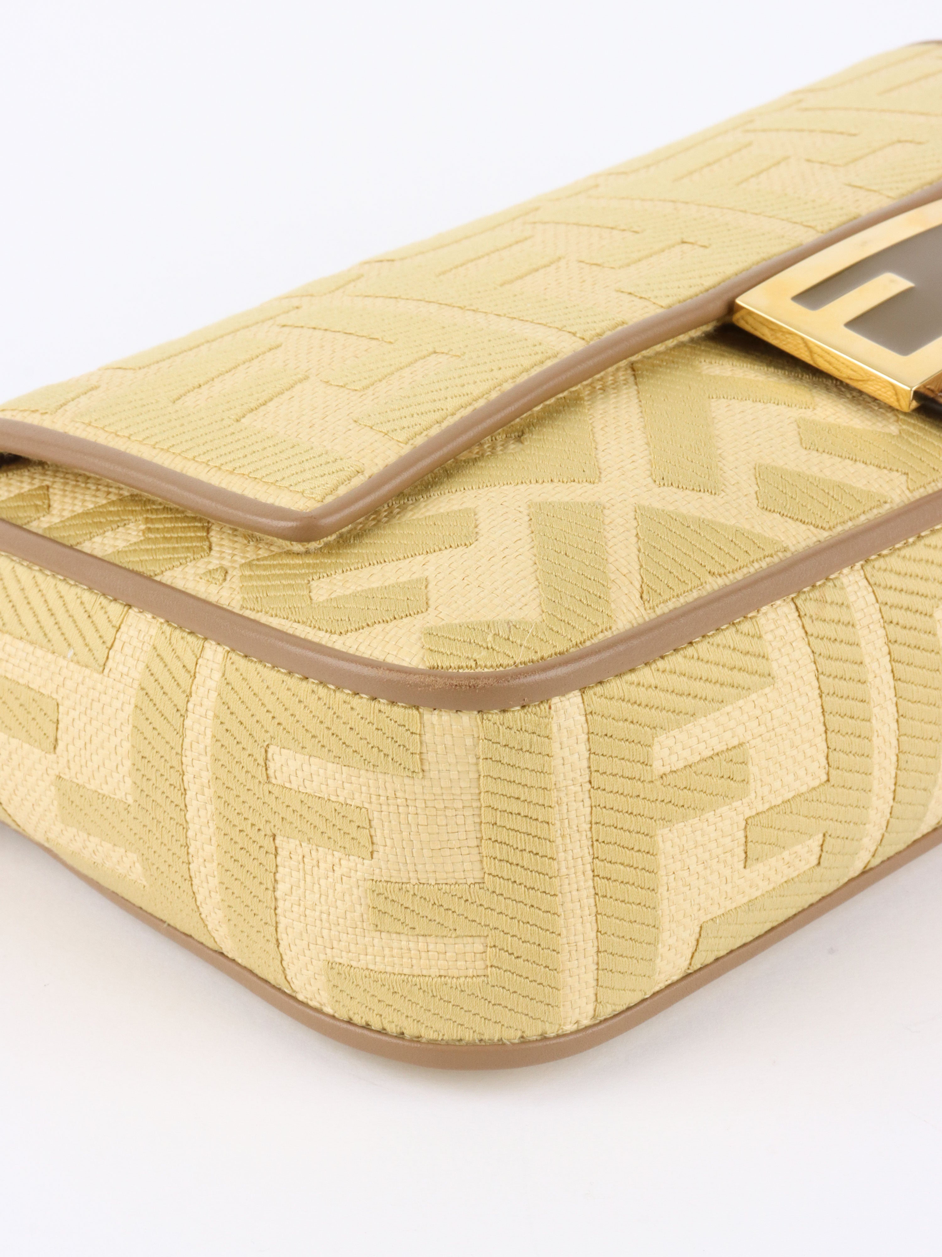 Fendi Woven Rafia Vitello Baguette  Bag.