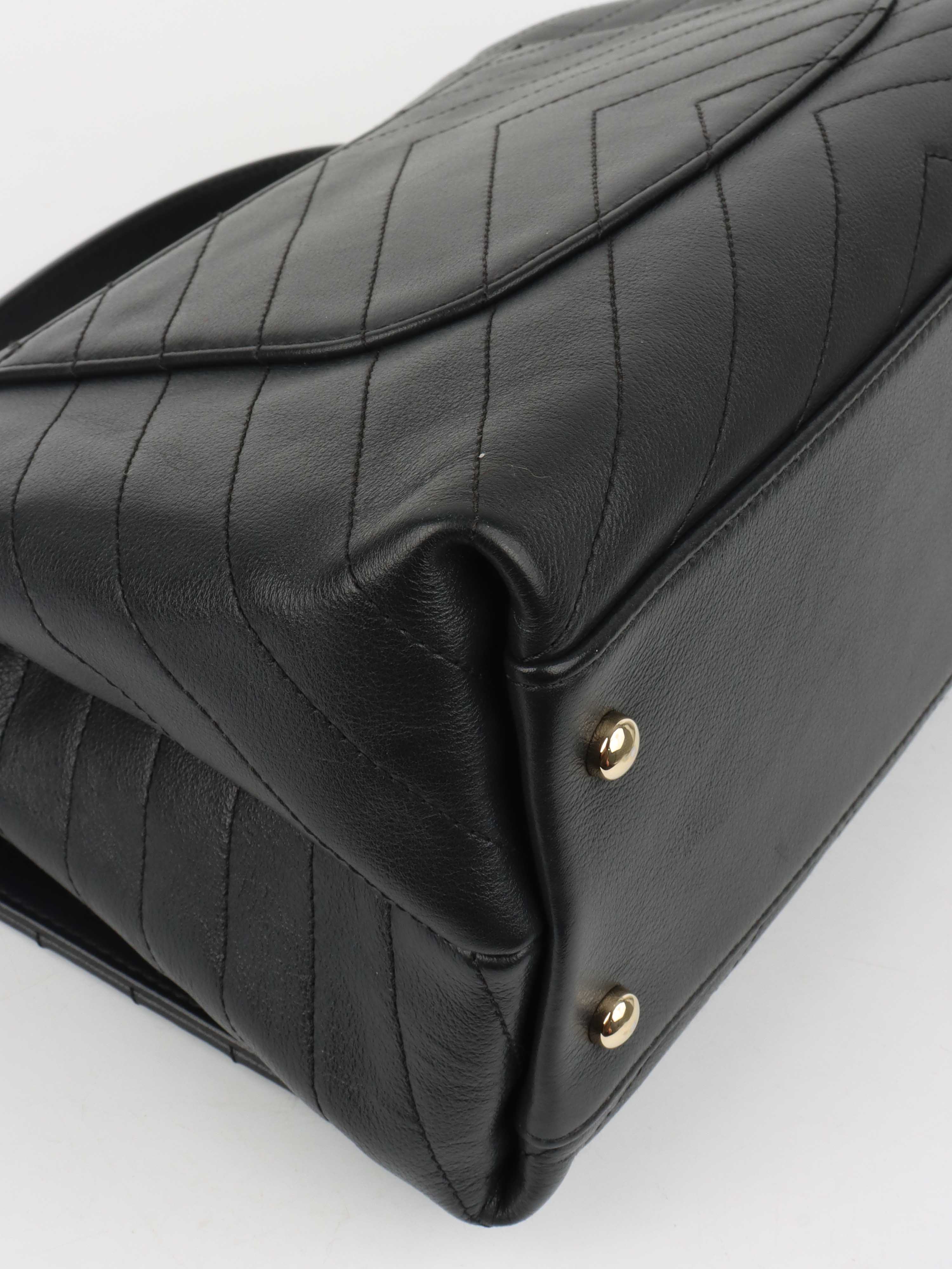 Chanel Black Chevron Chic Top Handle Flap Bag LGHW.