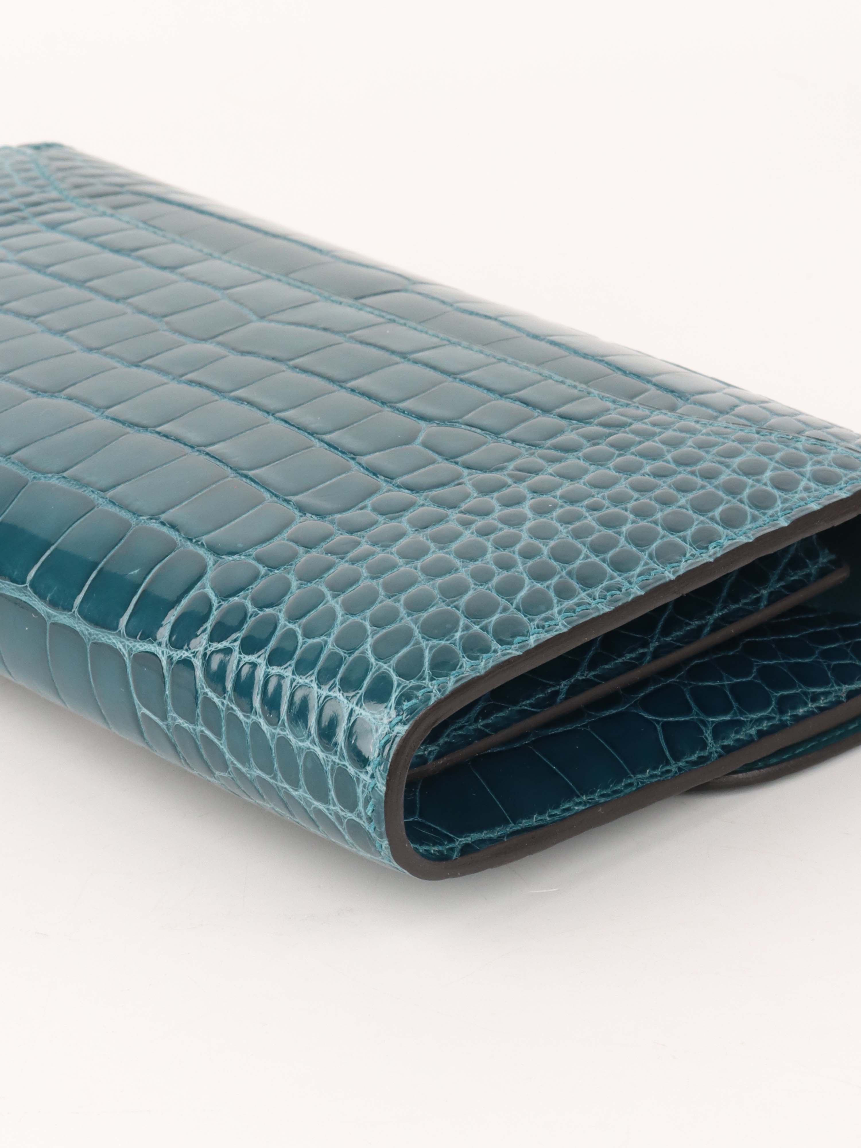 Hermes Alligator Constance Wallet Vert Bosphore.