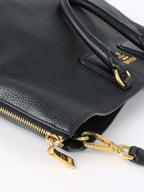 Prada Black Vitello Daino Leather Tote Bag.