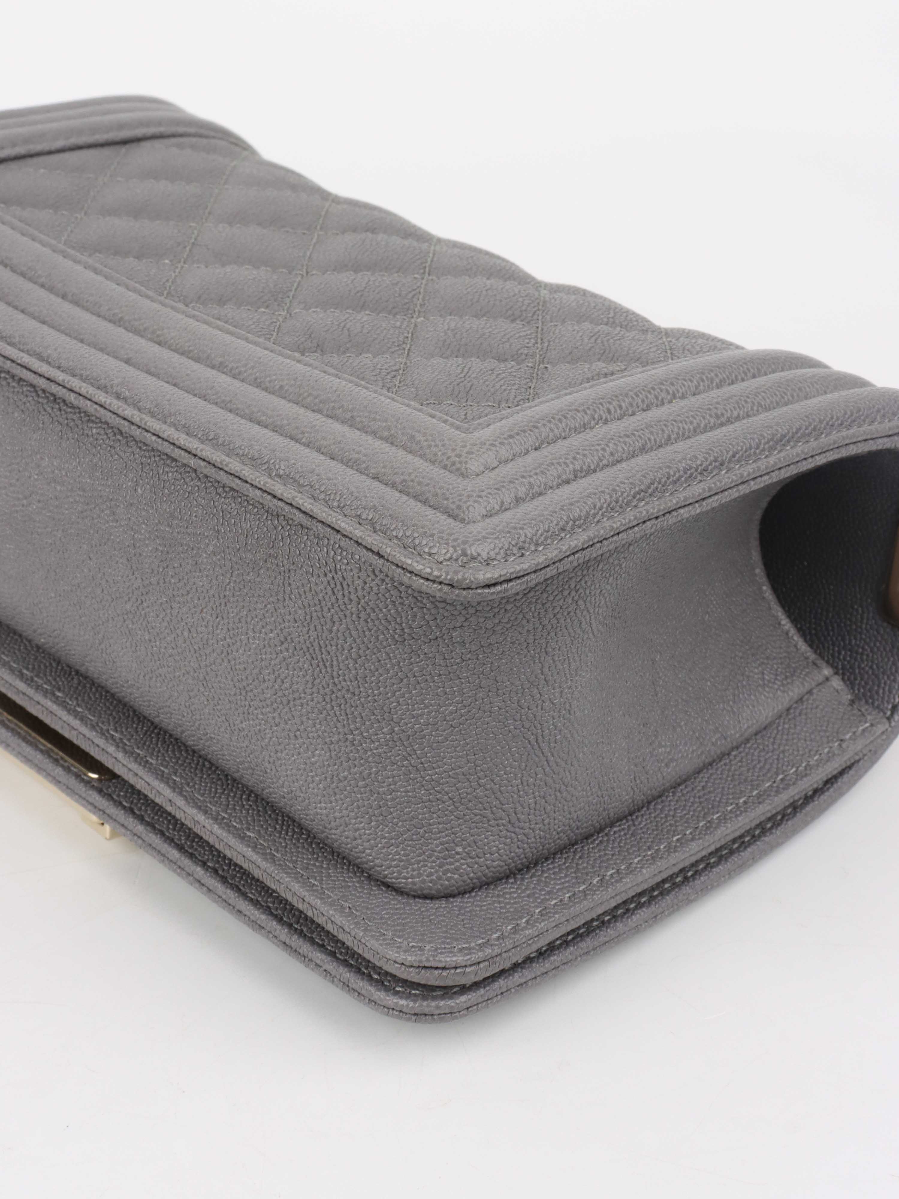 Chanel Small Caviar Grey Boy Bag LGHW