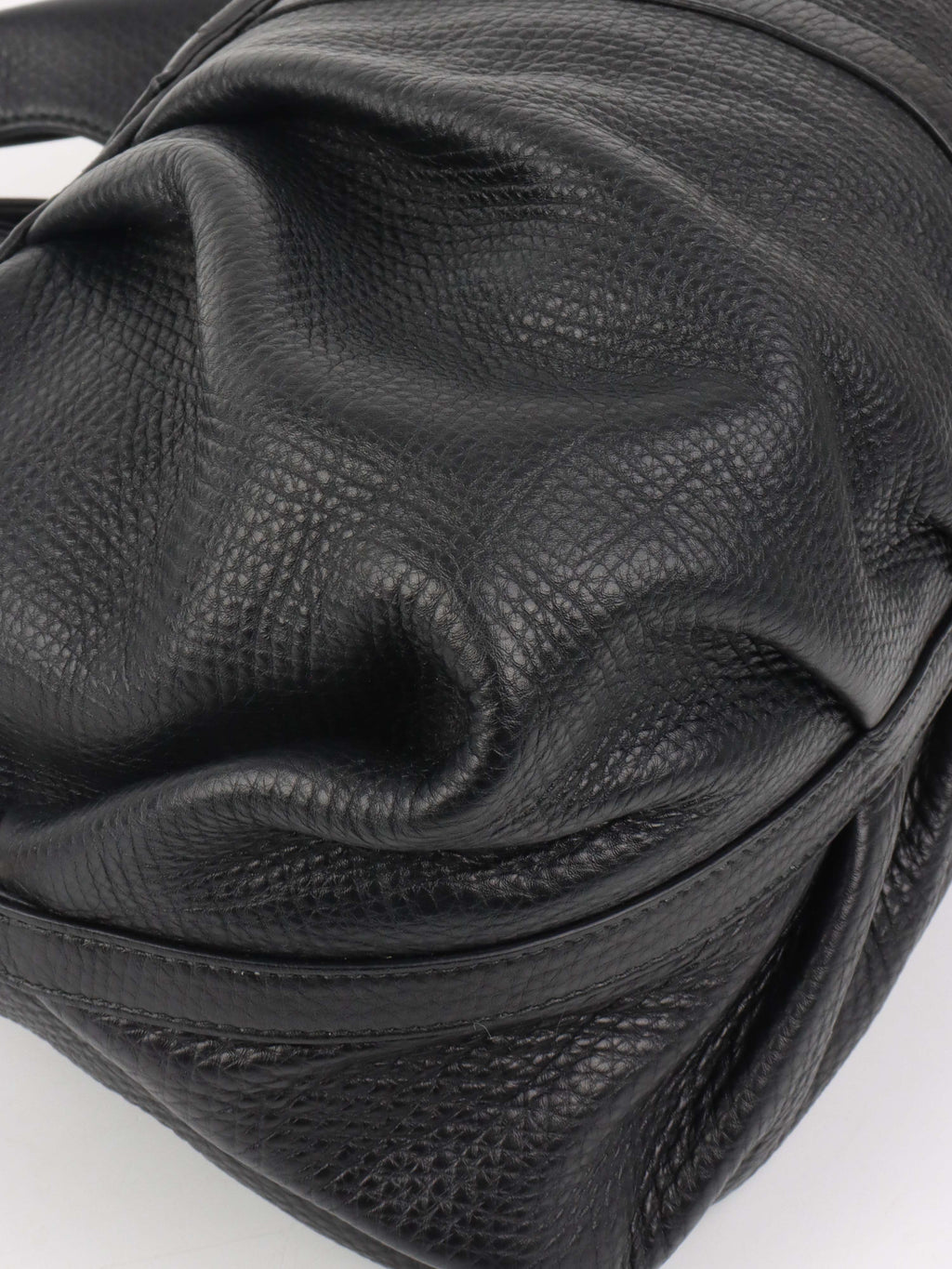 Bvlgari Black Leather Shoulder Bag with Handles.