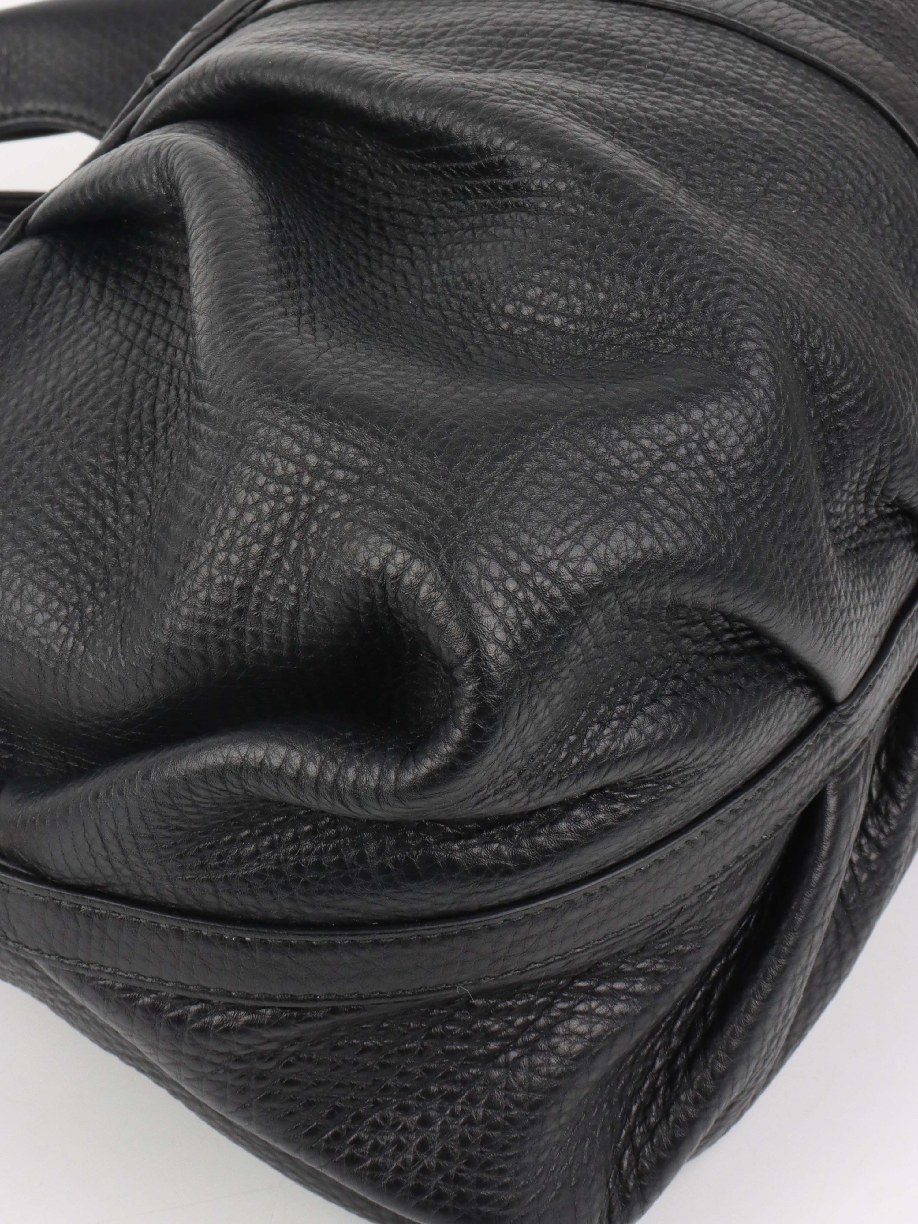 Bvlgari Black Leather Shoulder Bag with Handles.