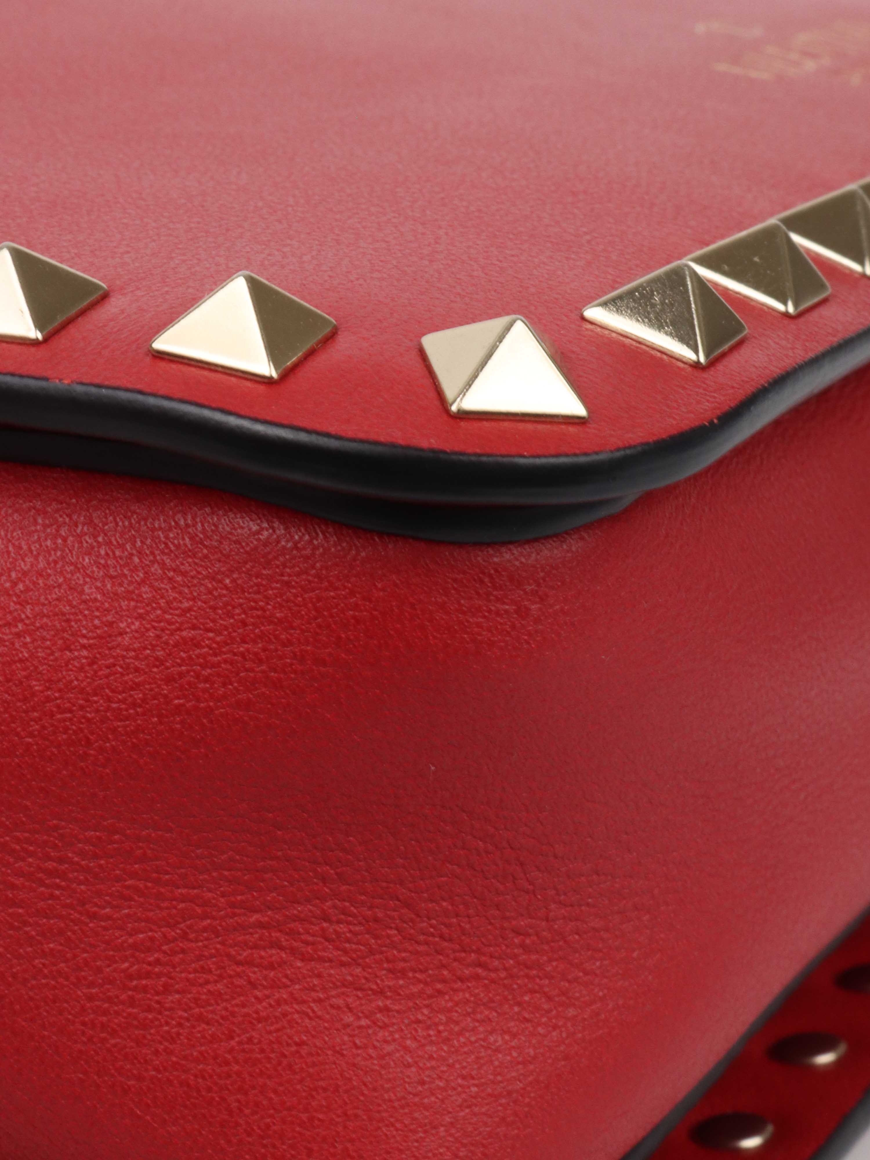 Valentino Red Rockstuds Crossbody Shoulder Bag.