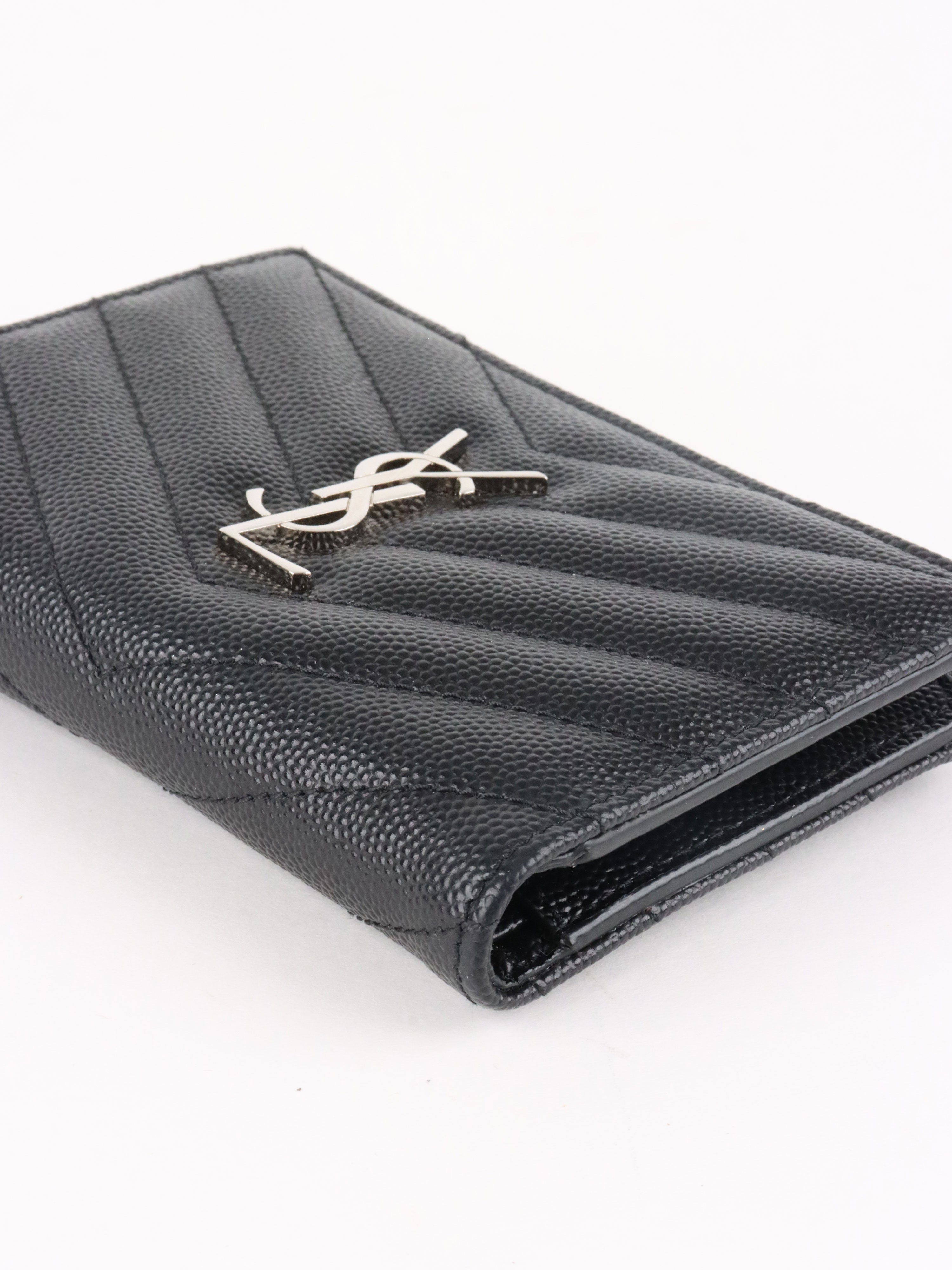 Saint Laurent Zipped Black Leather Wallet SHW