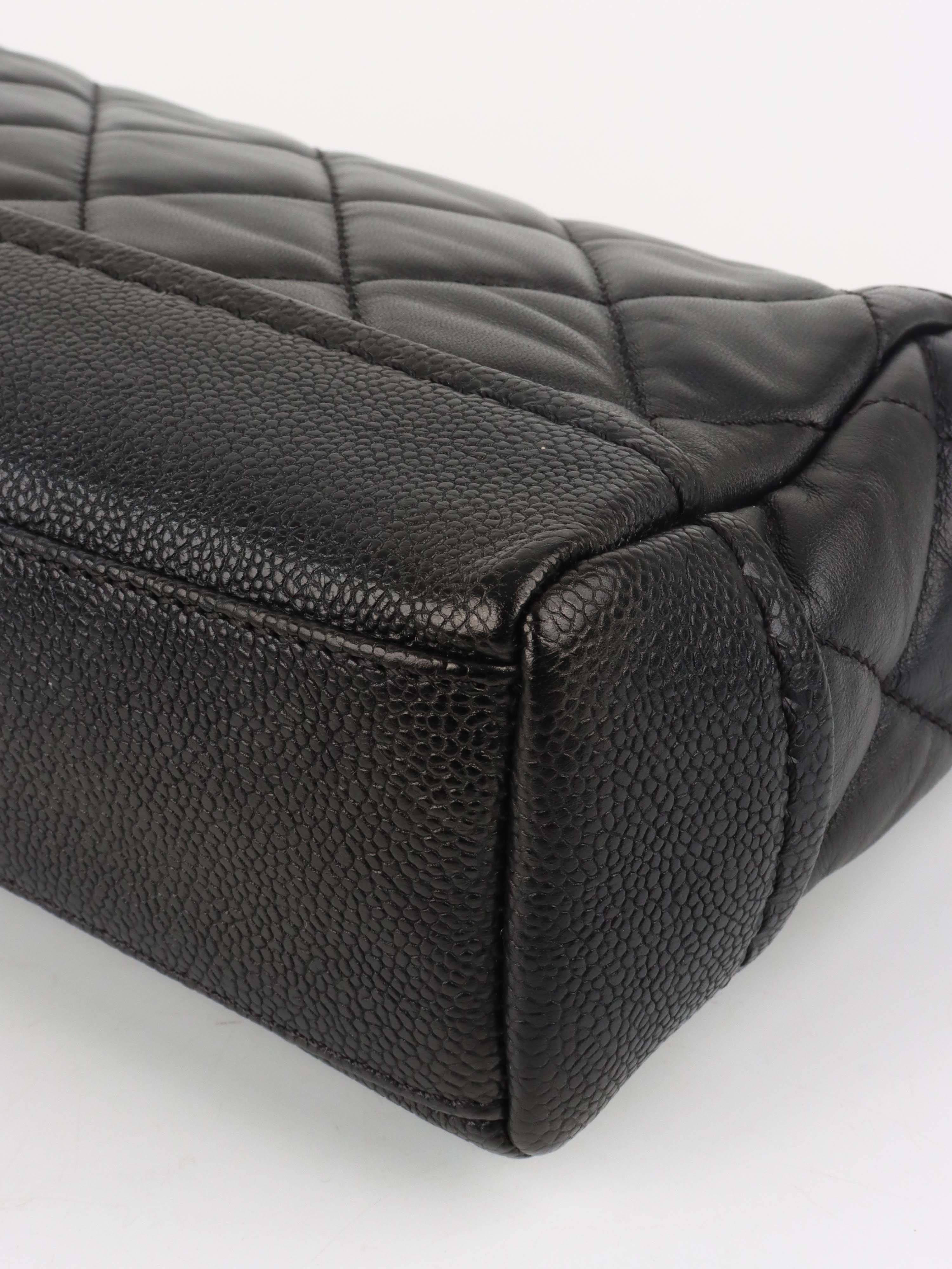 Chanel Black Quilted Lambskin & Caviar CC Flap Bag SHW.